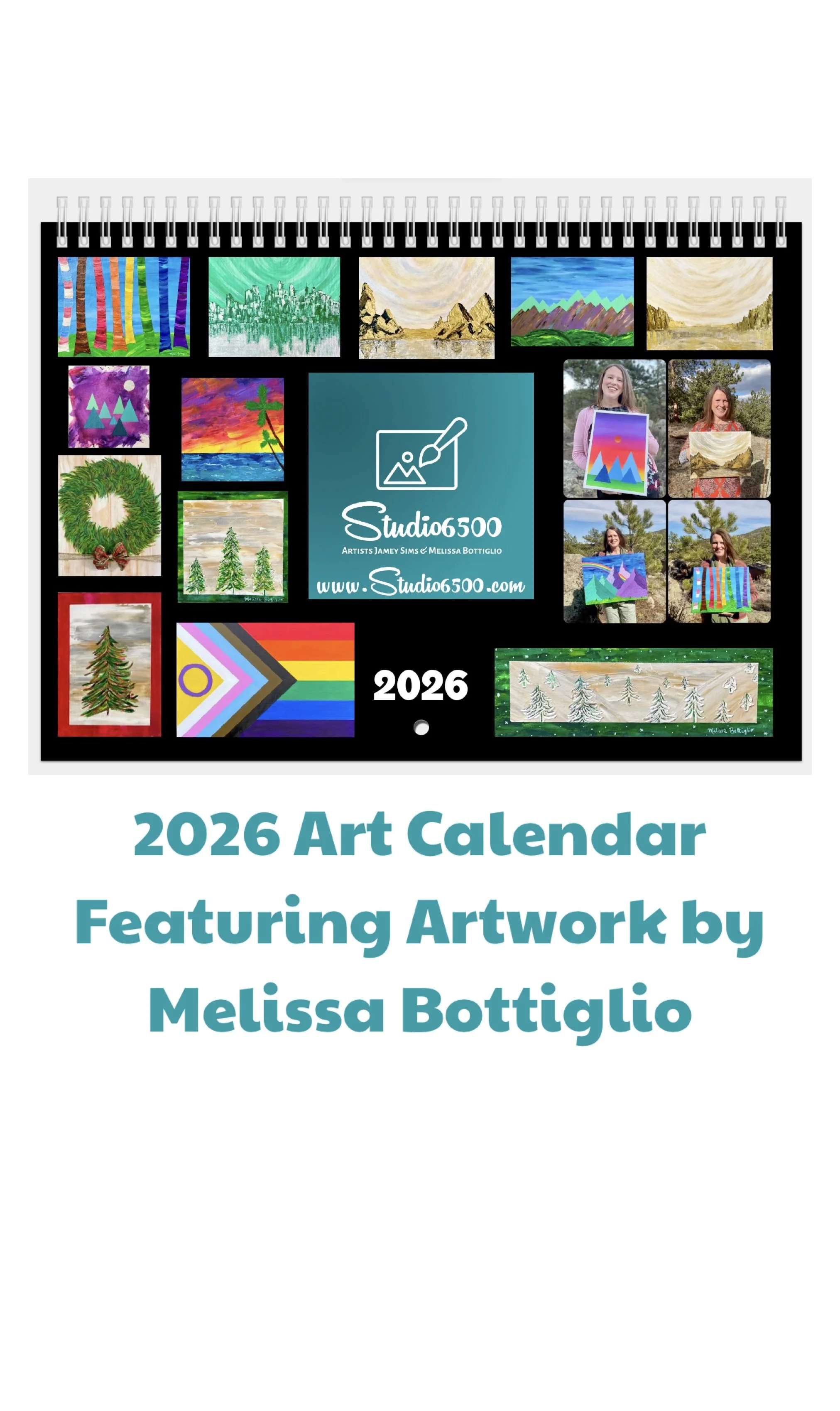 2026 Calendar Featuring Original Artwork by Melissa Bottiglio - Classic Middle Binding 17x11"
