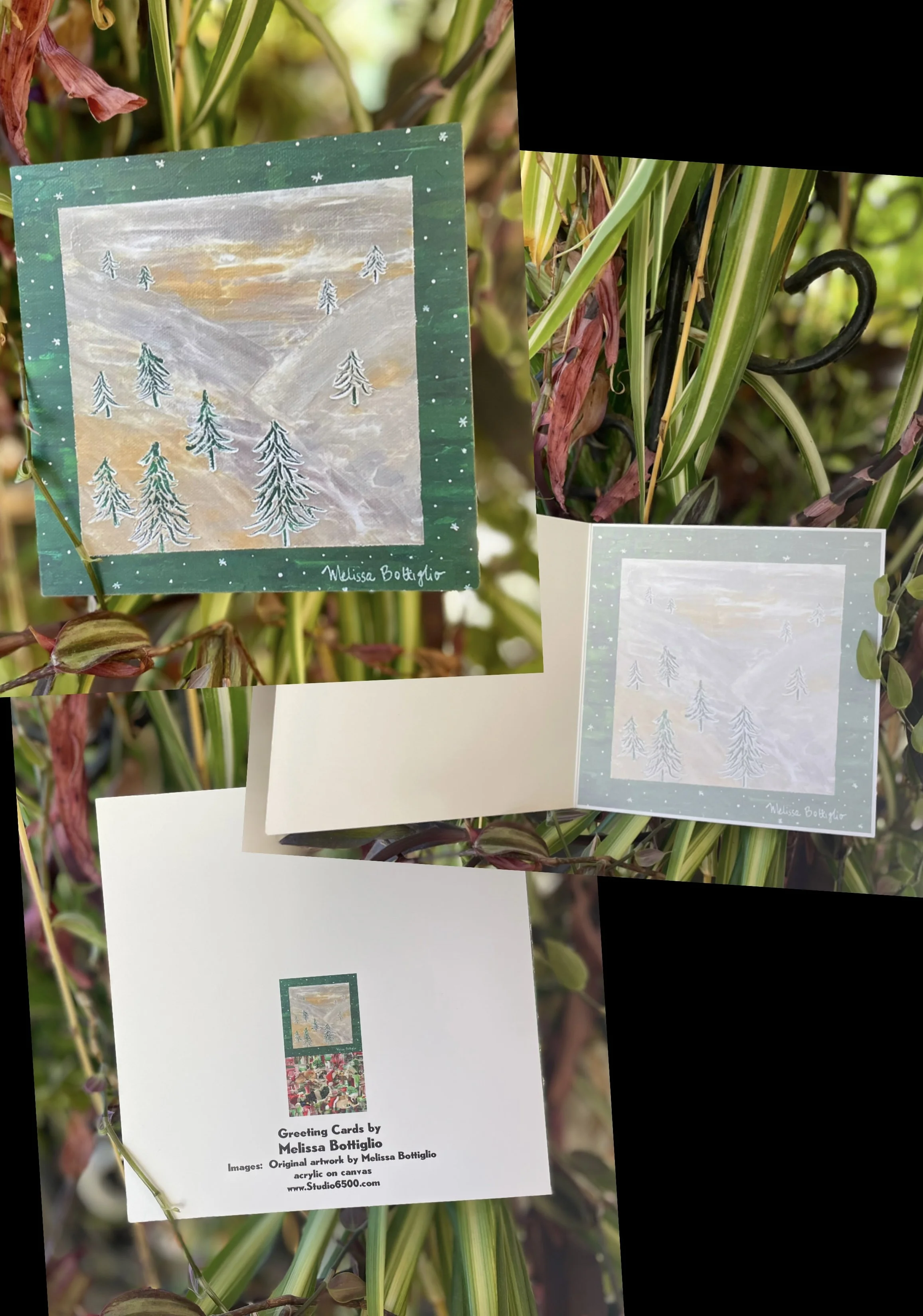 6 Blank Cards (5.5"x5.5") Bundle Featuring "Snowy Slopes" Artwork by Melissa Bottiglio