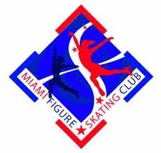 Miami Figure Skating Club logo featuring a red, white, and blue design with a skater silhouette.