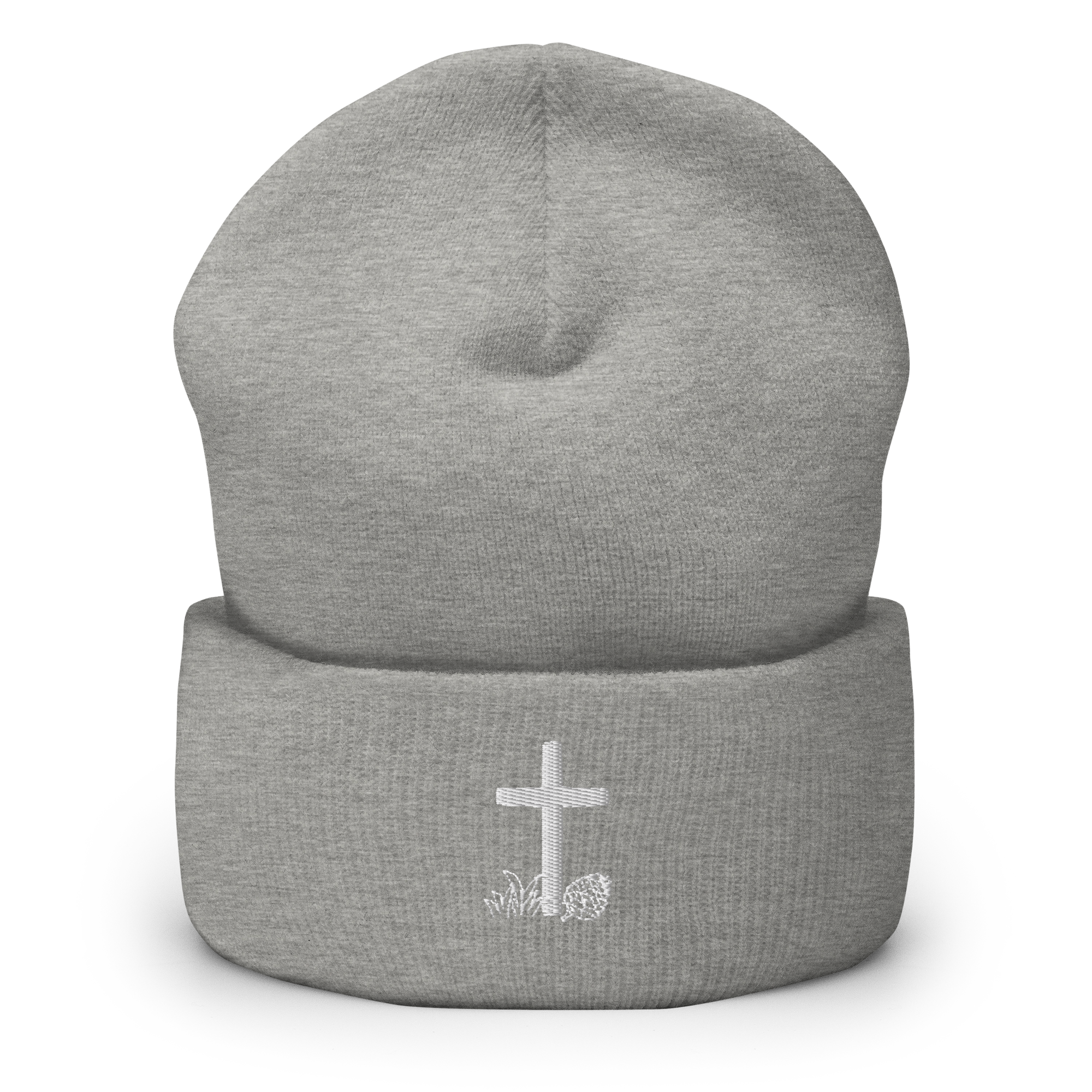 Evergreen Faith Cross Beanie | Embroidered Christian Cuffed Beanie