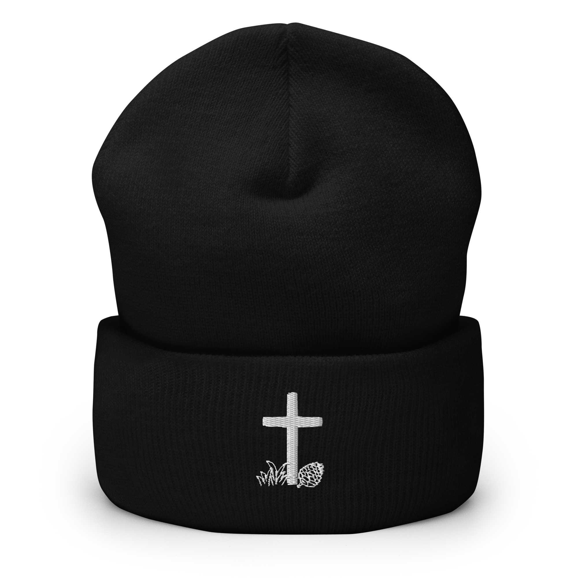 Evergreen Faith Cross Beanie | Embroidered Christian Cuffed Beanie
