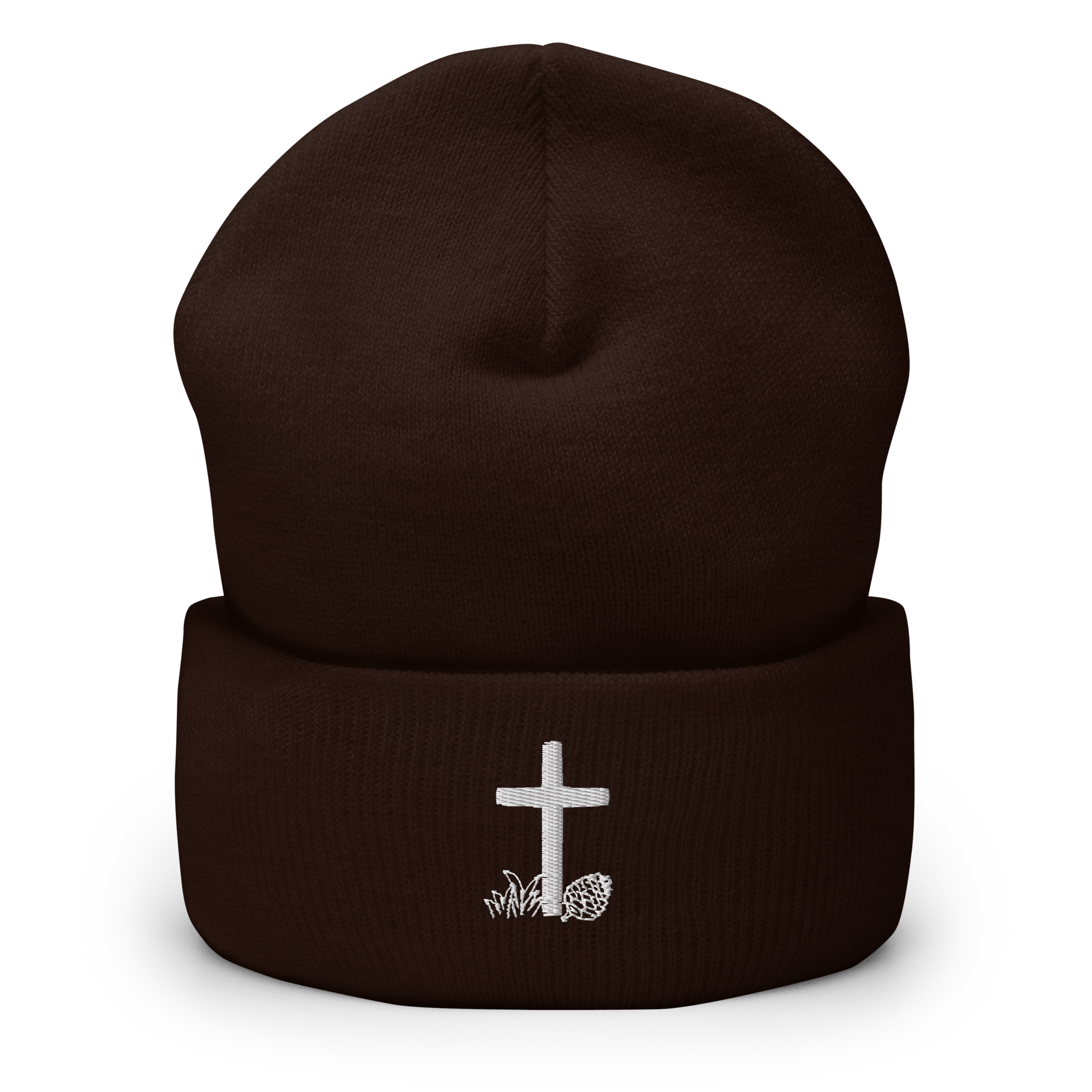 Evergreen Faith Cross Beanie | Embroidered Christian Cuffed Beanie