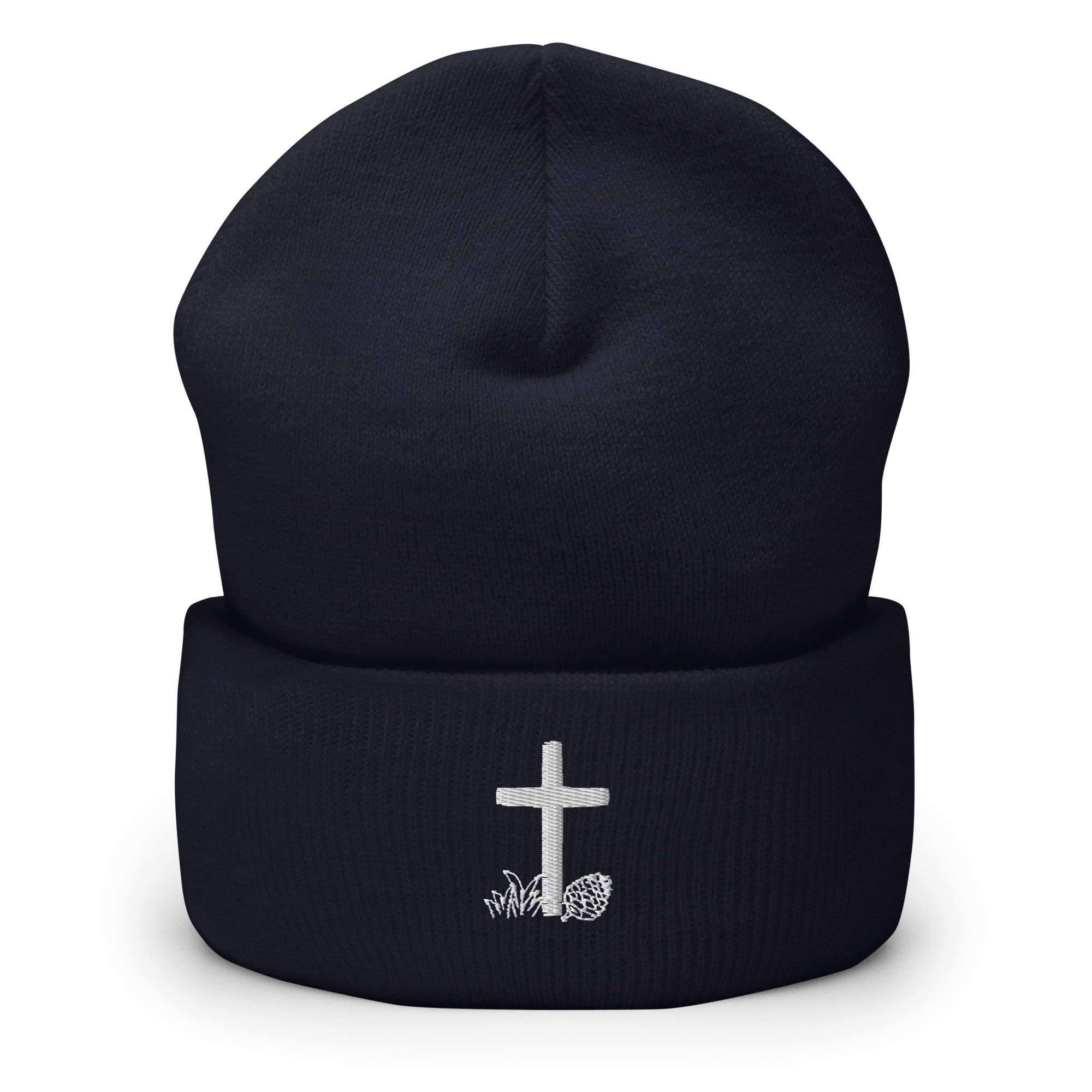 Evergreen Faith Cross Beanie | Embroidered Christian Cuffed Beanie