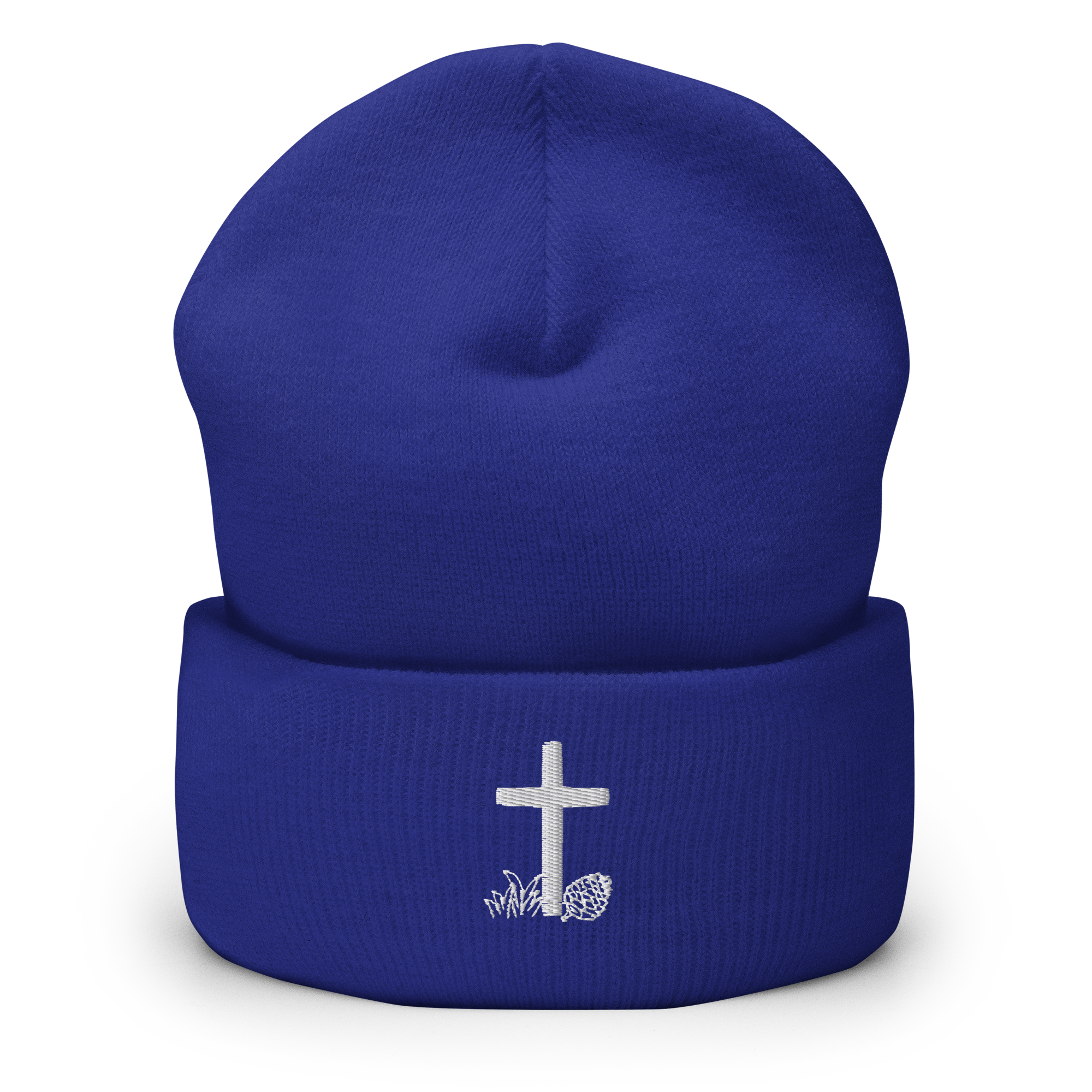 Evergreen Faith Cross Beanie | Embroidered Christian Cuffed Beanie