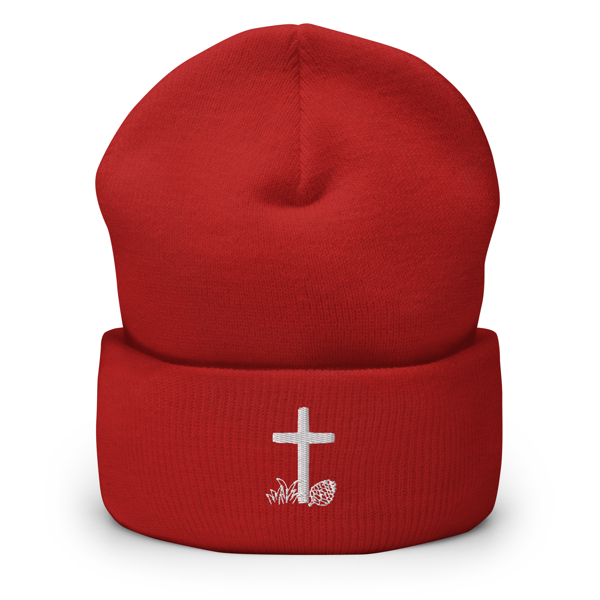 Evergreen Faith Cross Beanie | Embroidered Christian Cuffed Beanie