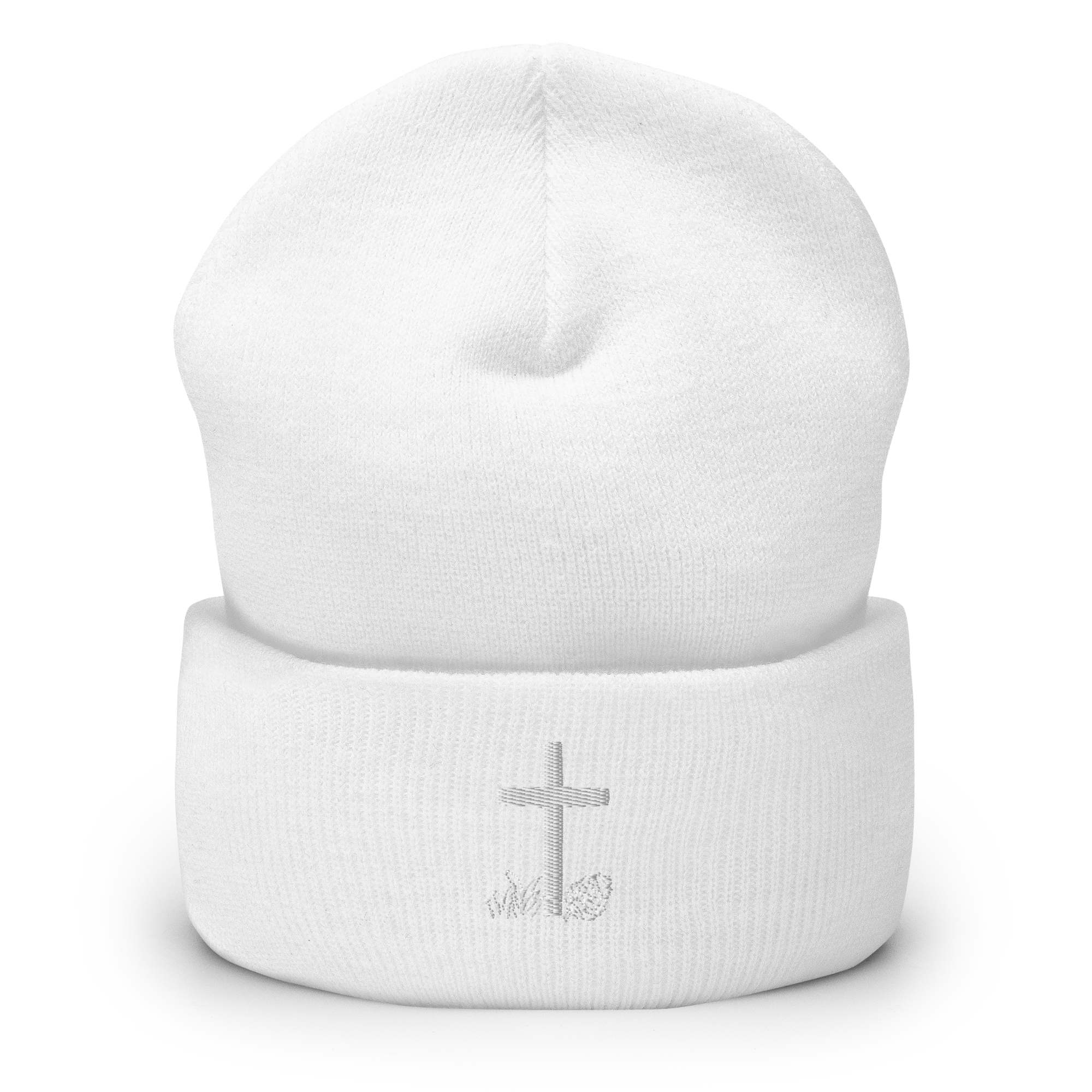 Evergreen Faith Cross Beanie | Embroidered Christian Cuffed Beanie