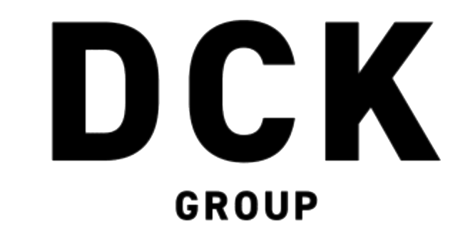 The image features the text 'DCK GROUP' in large, bold black letters on a white background.