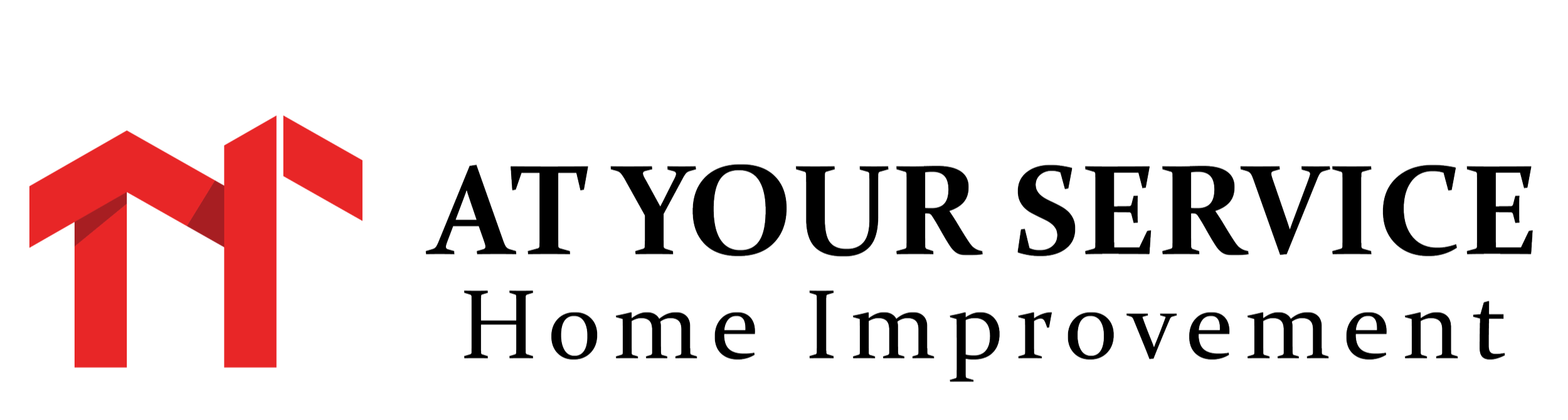 Logo for At Your Service Home Improvement with red house-shaped icon and black text.