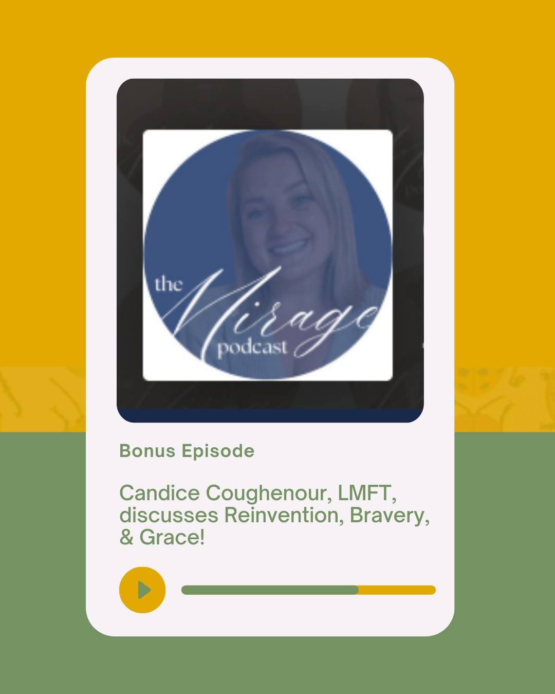 I had the honor of joining The Mirage Podcast to talk about something so many of us are quietly navigating: reinvention.

This episode marks the launch of their new recurring mental health segment featuring licensed therapists &mdash; and I&rsquo;m d