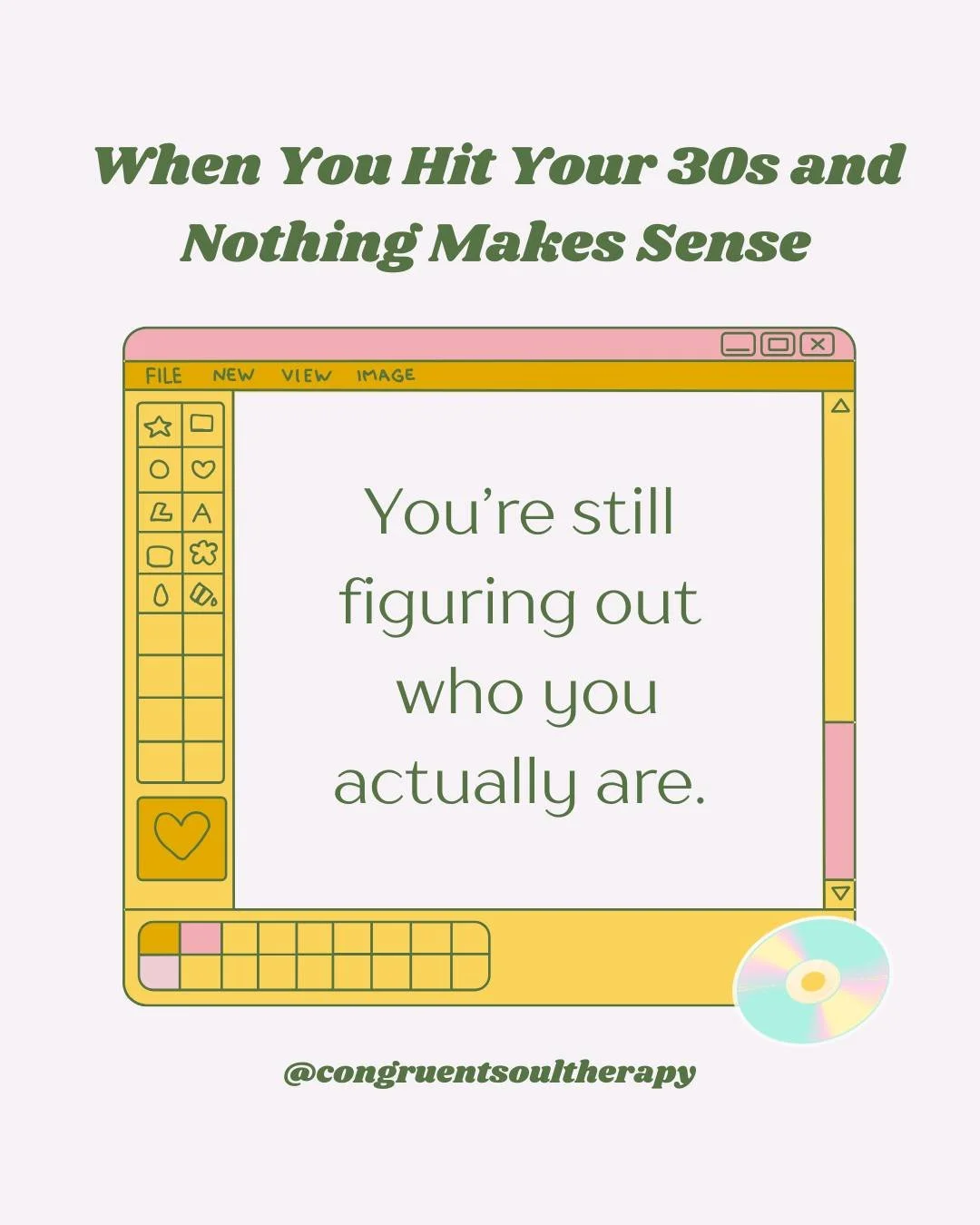 Your 30s is a GREAT ERA to FIND YOURSELF!

Congruent Soul Therapy for people-pleasers ready to consider themselves and overthink less!

Don't overthink it; the first 15-minute call is FREE!

If you've been back and forth about starting therapy, this 