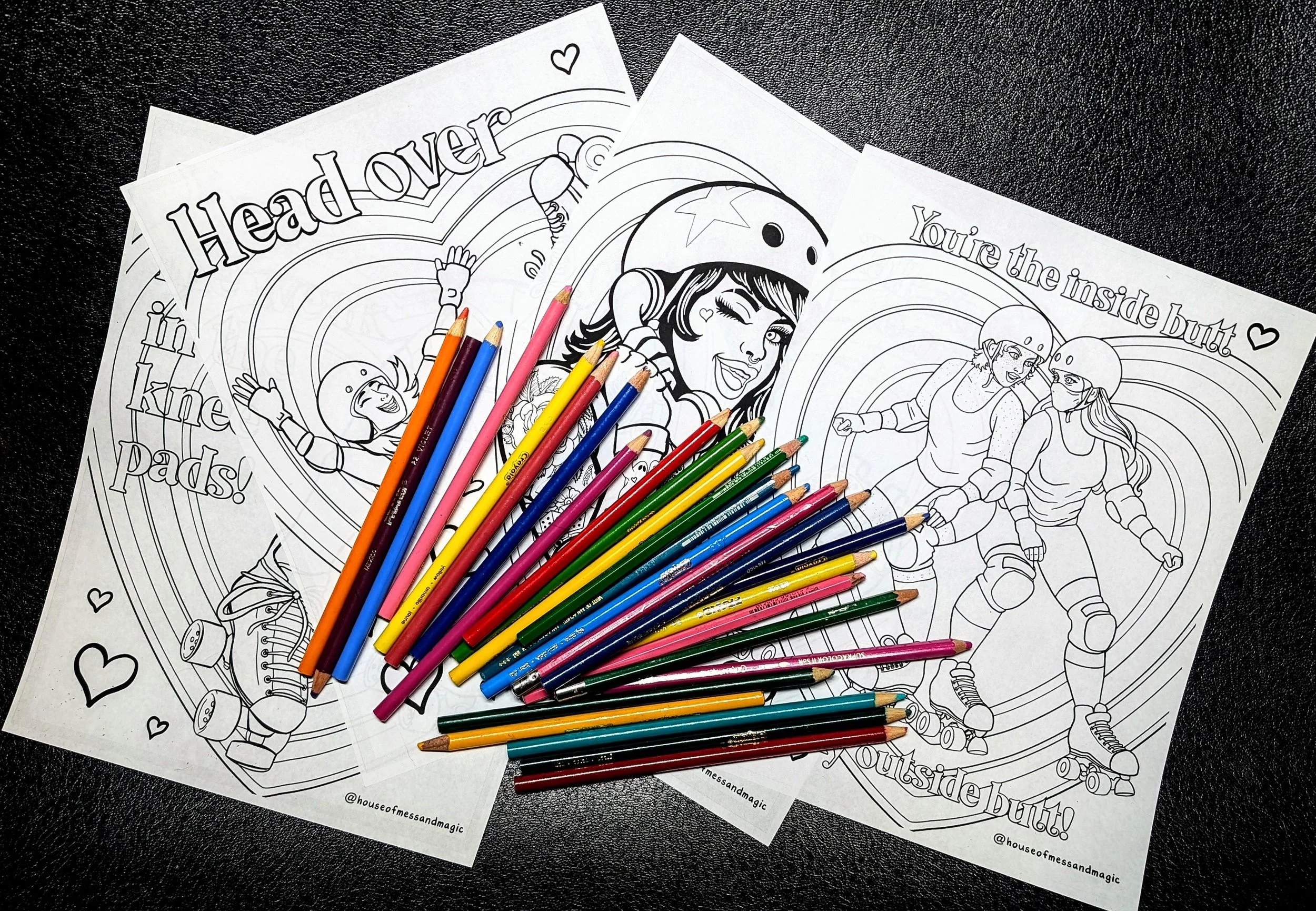 Roller Derby Valentine’s Colouring Pages (Digital Download)