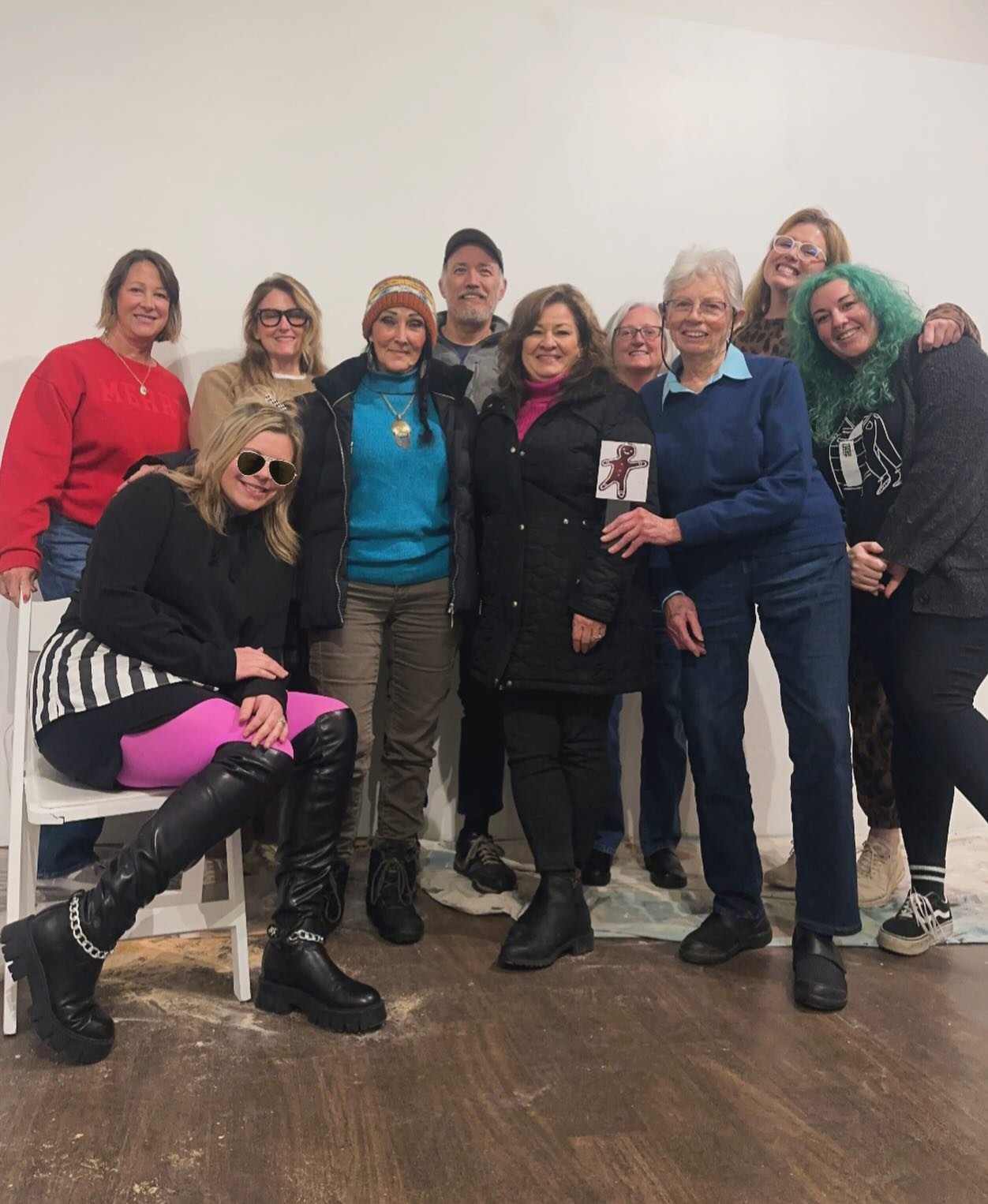 Say hello to the founding members of the Ridgefield Art Gallery. 
Left to right: 
-Molly Barnes, painter, 
-Eva Kelley, multidisciplinary artist 
(&amp; incapable of keeping her eyes open for a photo)
-Nicole Given, encaustic painter, 
-Merrilee Asla
