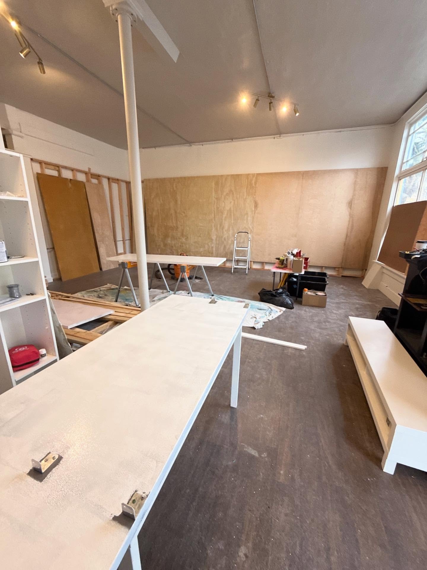 Flashback Friday! We&rsquo;ve come a long way in a short amount of time. 
What was once the paint section of Ridgefield Hardware is now a gallery space showcasing local Ridgefield Art Association artists. We cannot wait for everyone to see the finish