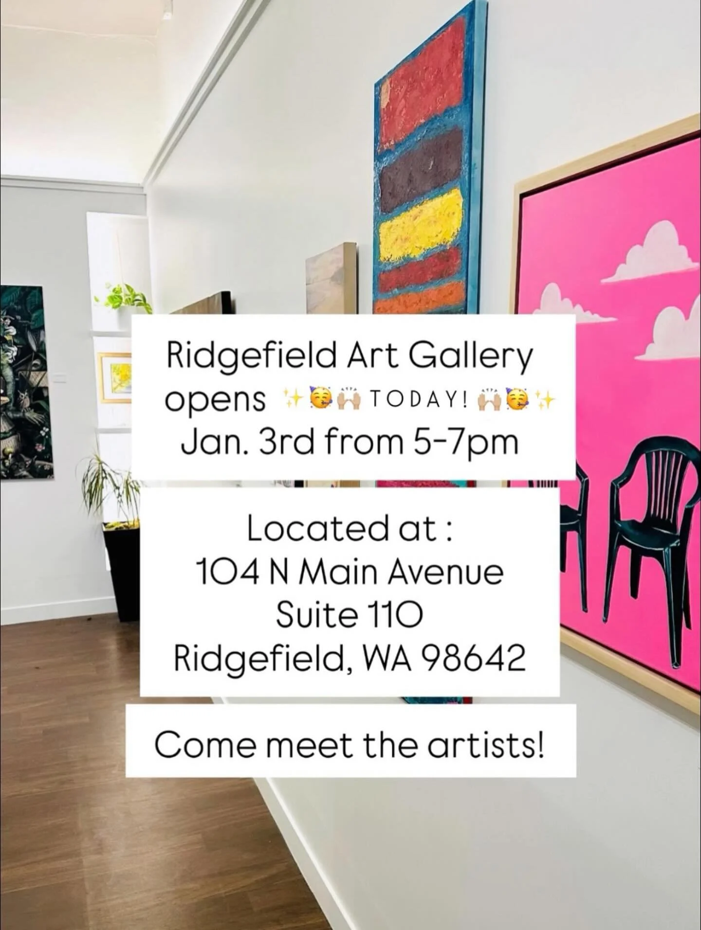 Put your party shoes on. It&rsquo;s go time! 🎨🥂🙌🏼
Tonight! 5-7pm! Ridgefield officially has a gallery!

Photo and graphic by @kaylinroseceramics