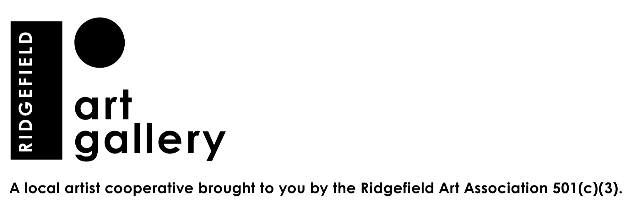 Ridgefield Art Gallery Logo - long, white, black text