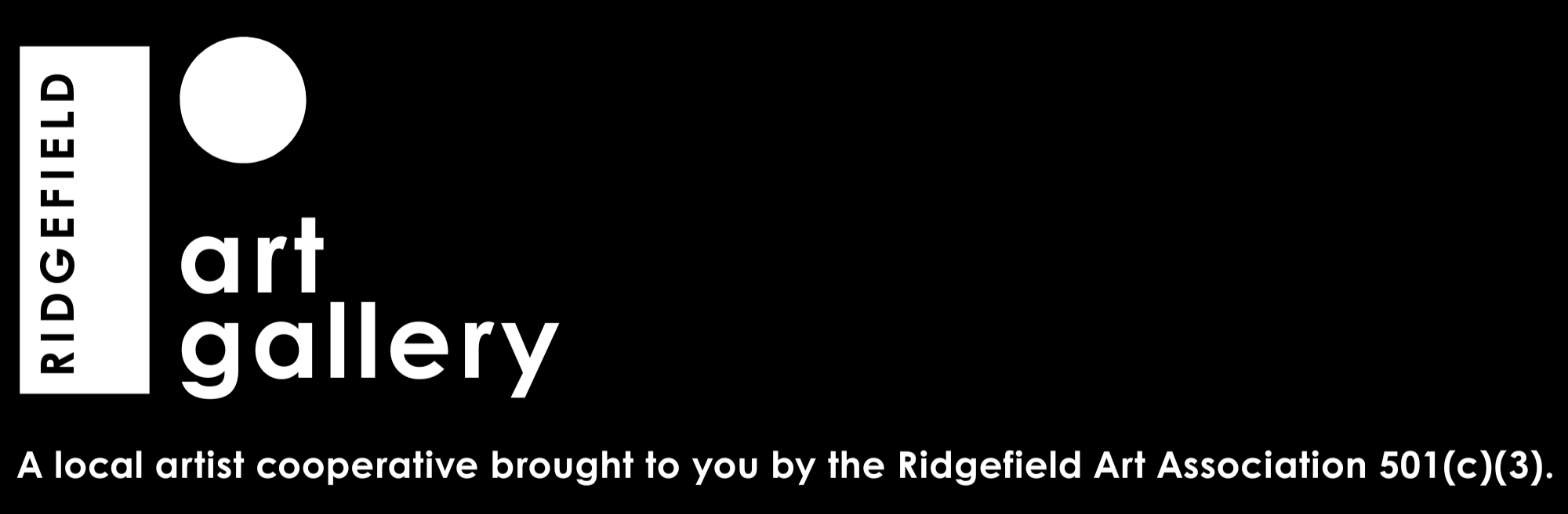 Ridgefield Art Gallery Logo - long, black, white text