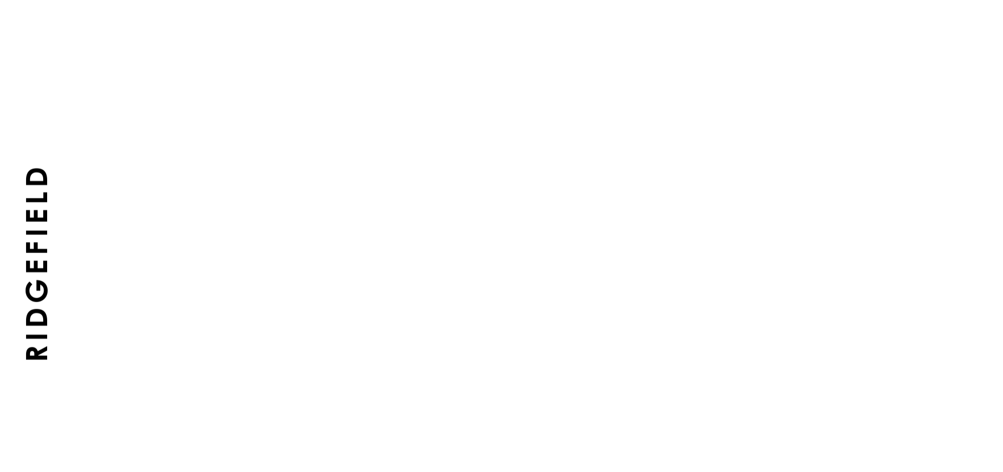 Ridgefield Art Gallery Logo - long, white, transparent background