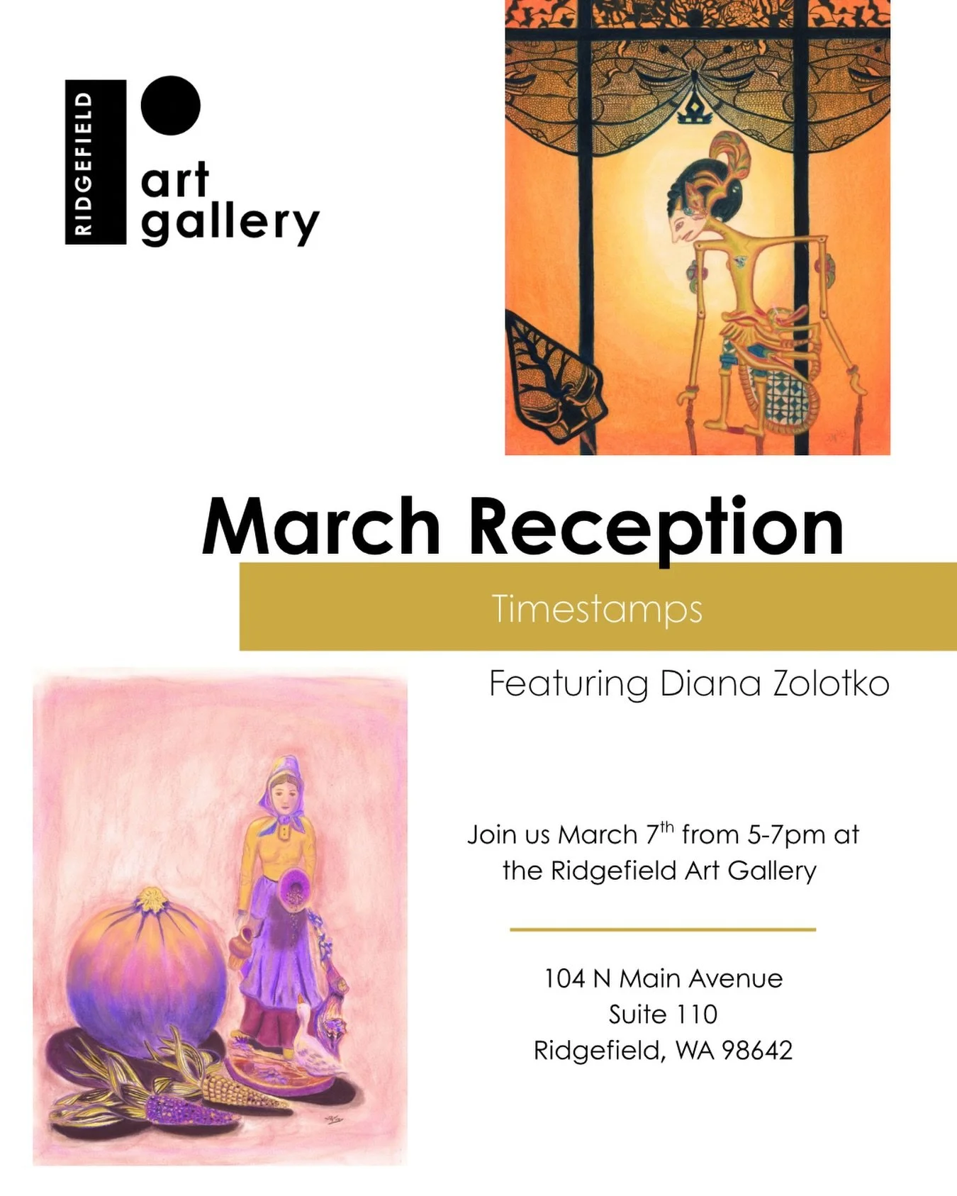 February is nearing its end and we are pleased to announce our next show for March - Timestamps featuring Diana Zolotko. 

Our collective pieces will be a look into captured moments of time and memory alongside Diana&rsquo;s colorful work which is in