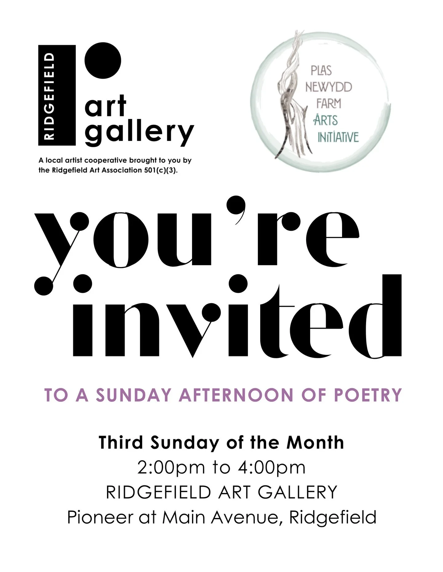 Did you know that April is National Poetry Month? Come join us this Sunday the 19th from 2-4pm for open poetry reading in the gallery
