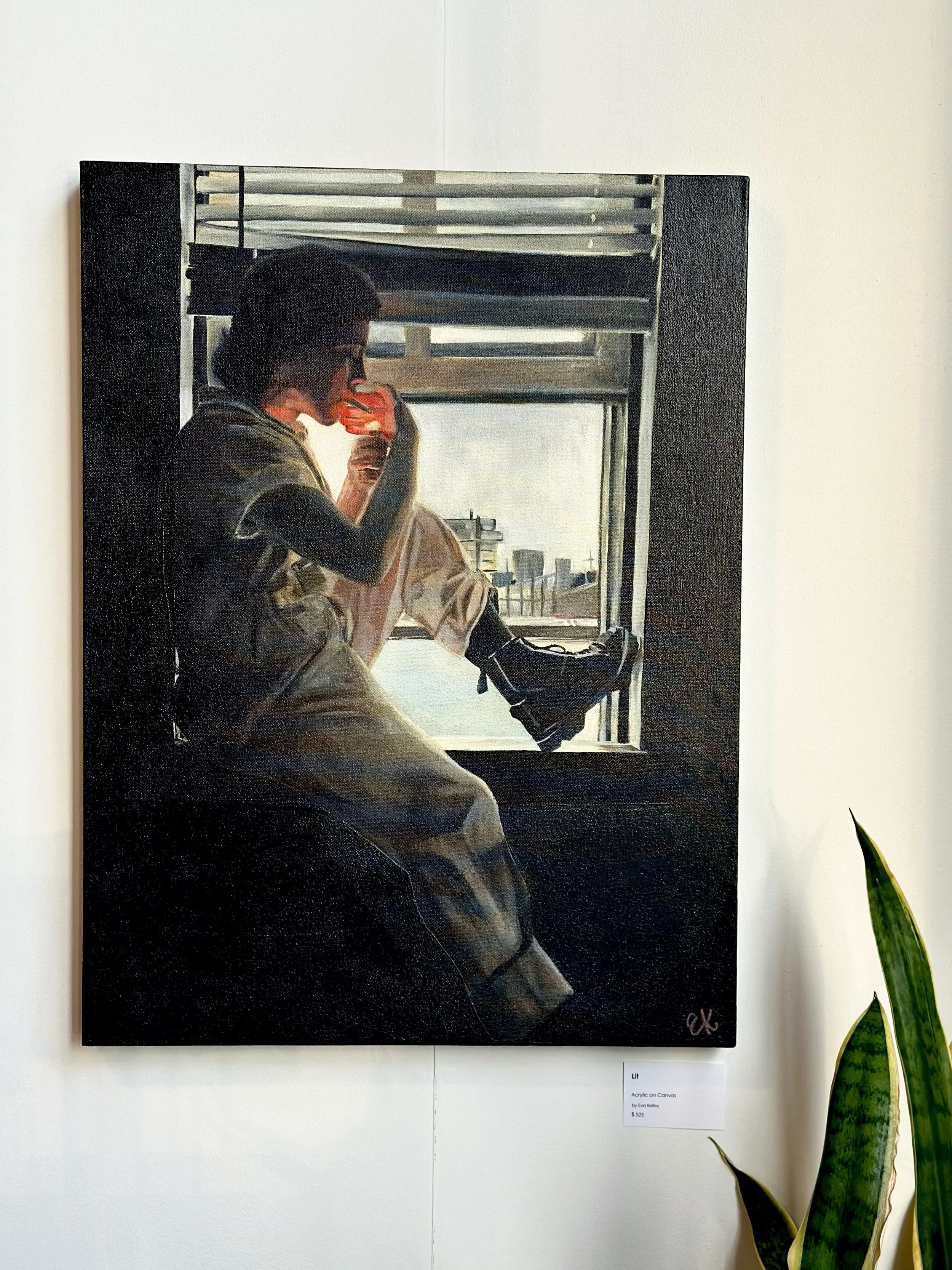 Lit - Eva Kelley

This is a great piece to see in person to really appreciate the details! You can almost hear her sigh and feel the breeze gently moving in through the window