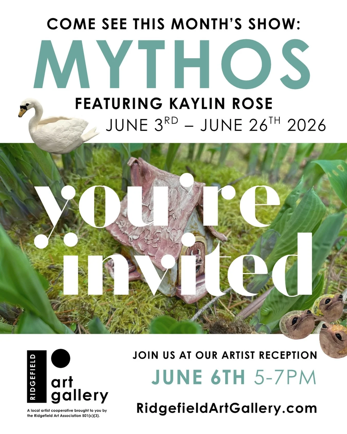 Bring your wide eyed wonder and pockets full of pixie dust - June is all things mythology, fantasy, and folklore! Join us this coming month for Mythos featuring Kaylin Rose

Reception is June 6th from 5-7pm
It is a great time to meet all our artists 