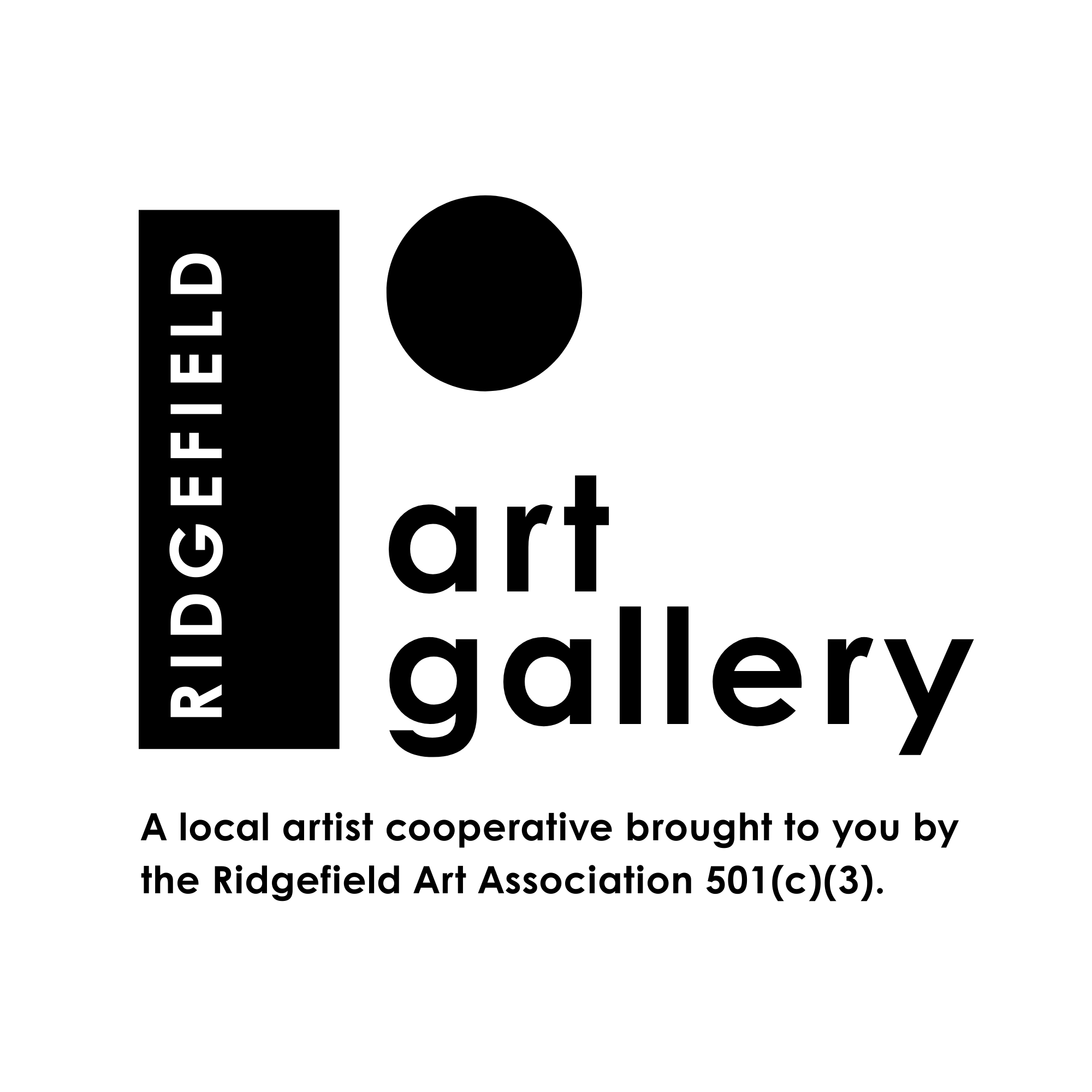 Ridgefield Art Gallery Logo - square, 501, black text, transparent background