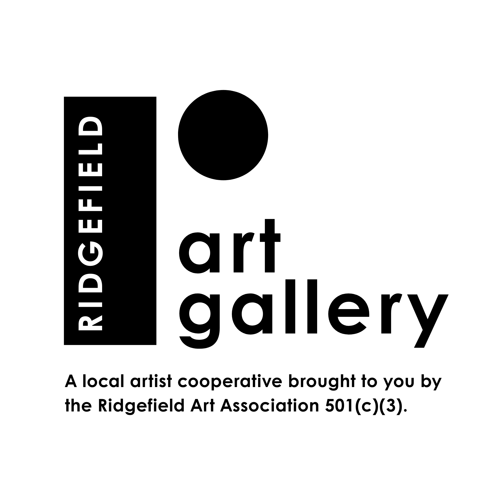 Ridgefield Art Gallery Logo - square, white, black text