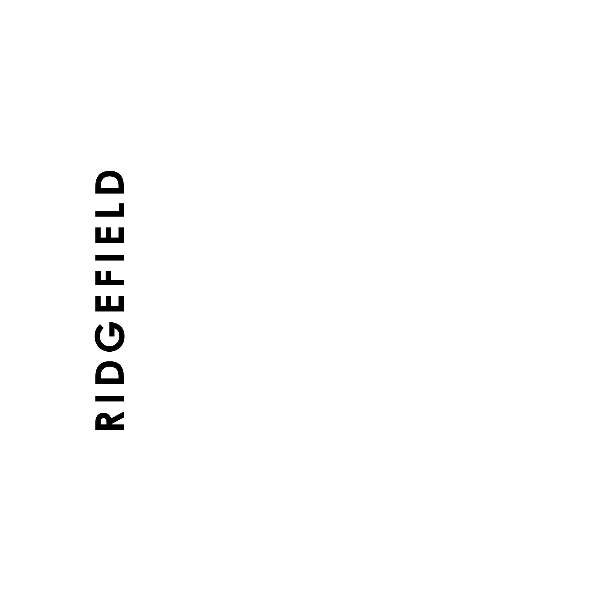 Ridgefield Art Gallery Logo - square, white text, transparent background