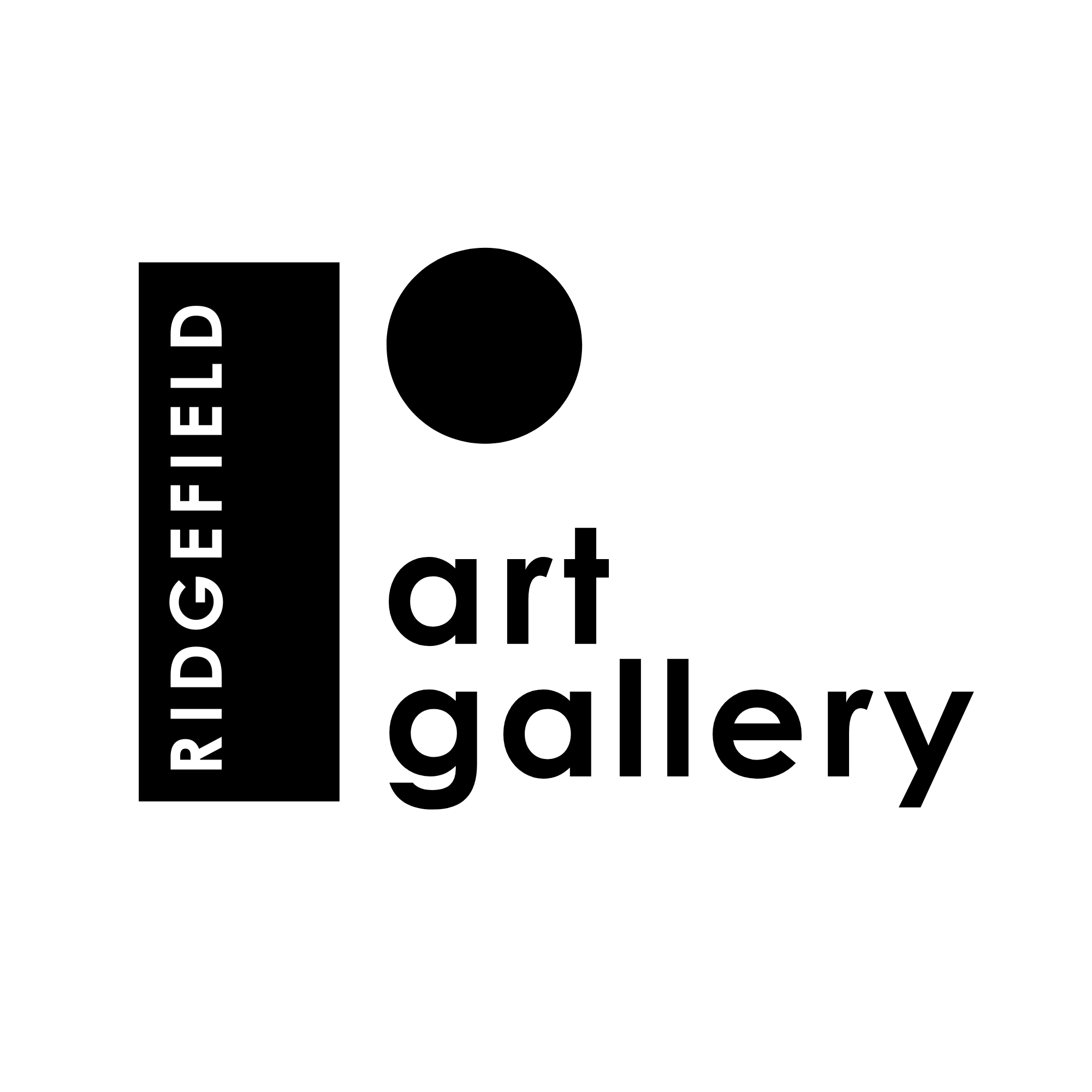 Ridgefield Art Gallery Logo - square, white, black text