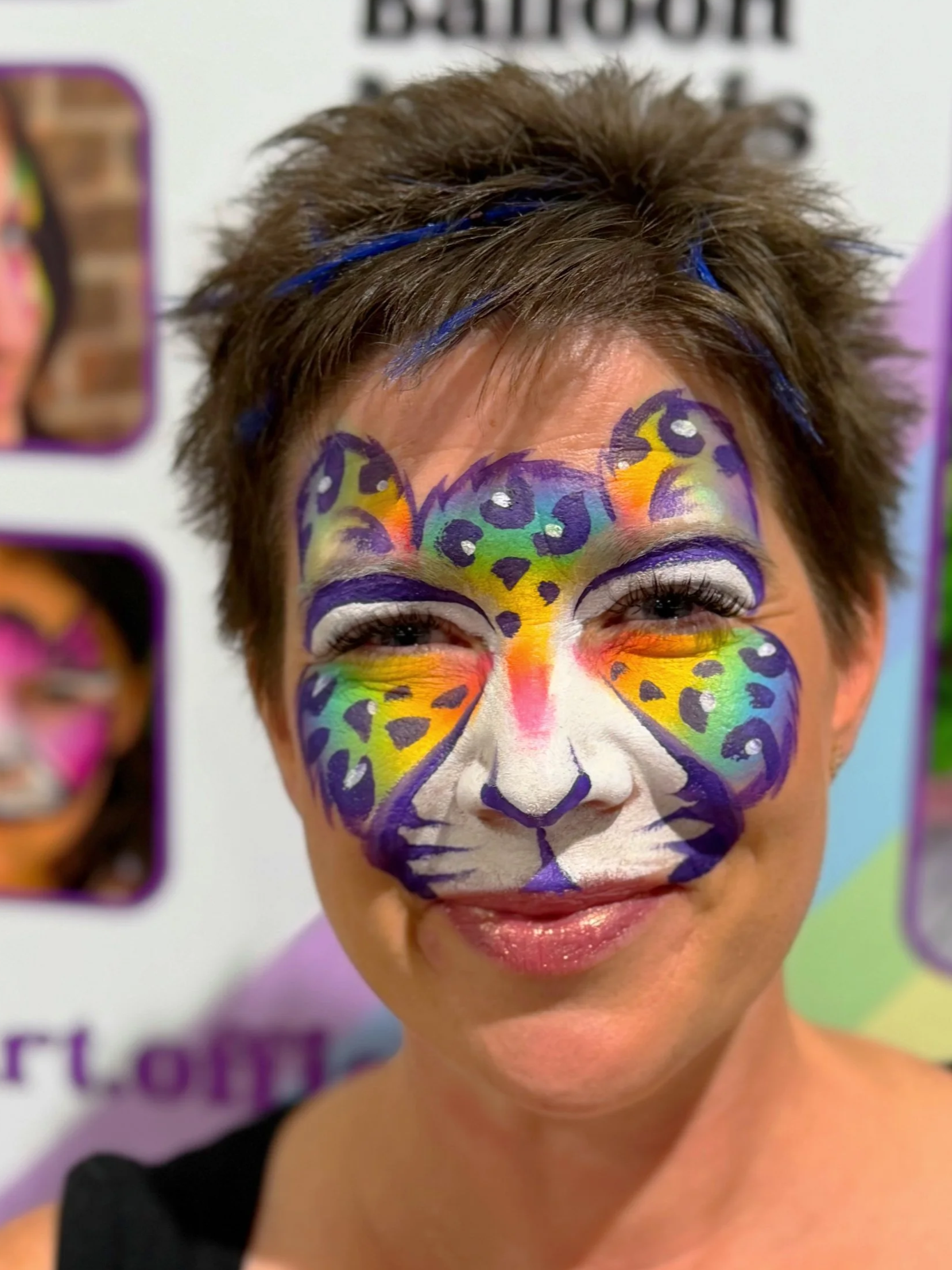 fun rainbow gradient face painting cheetah