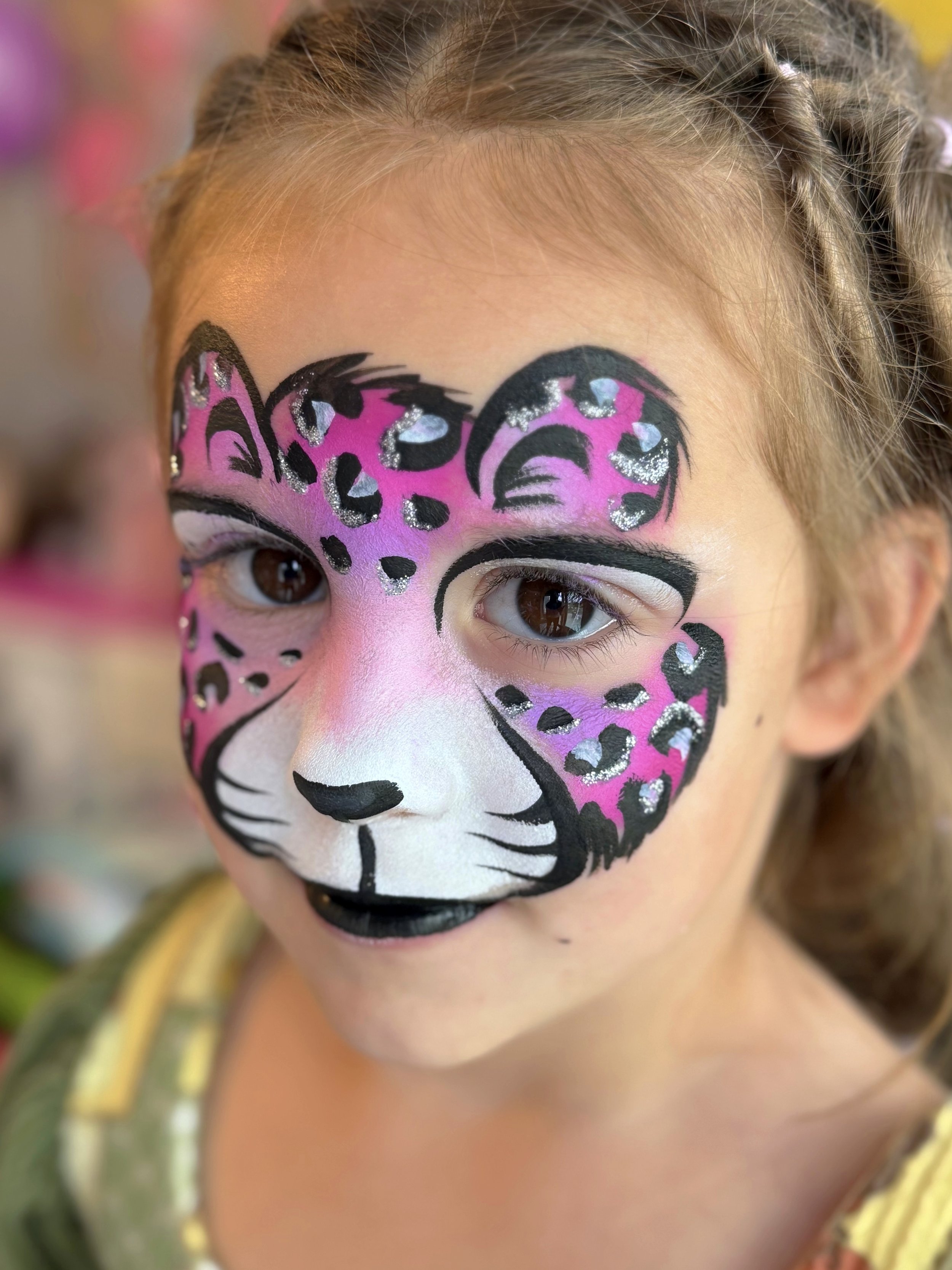 hot pink cheetah print face paint kids