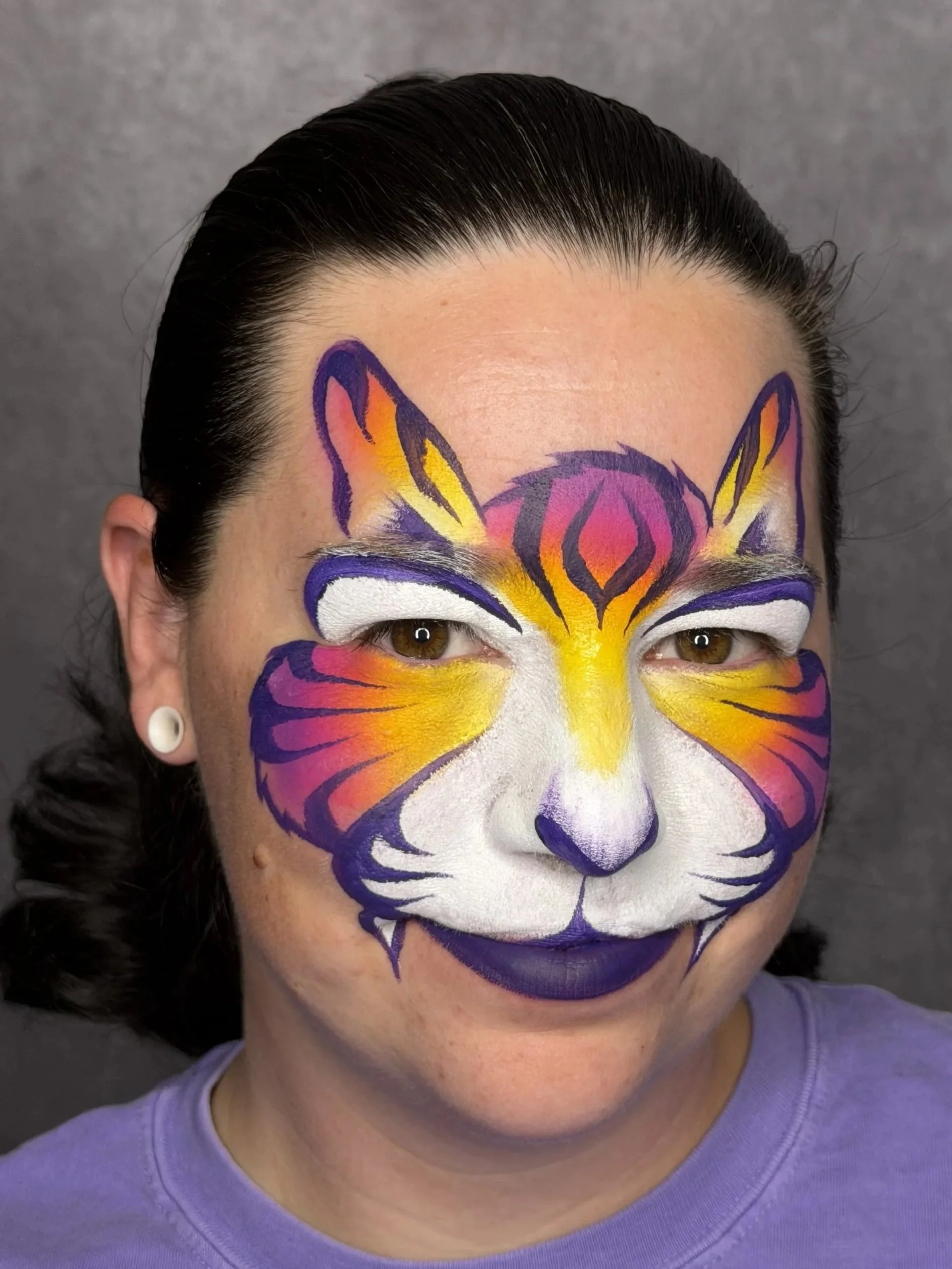 sunset gradient tiger cute design neon