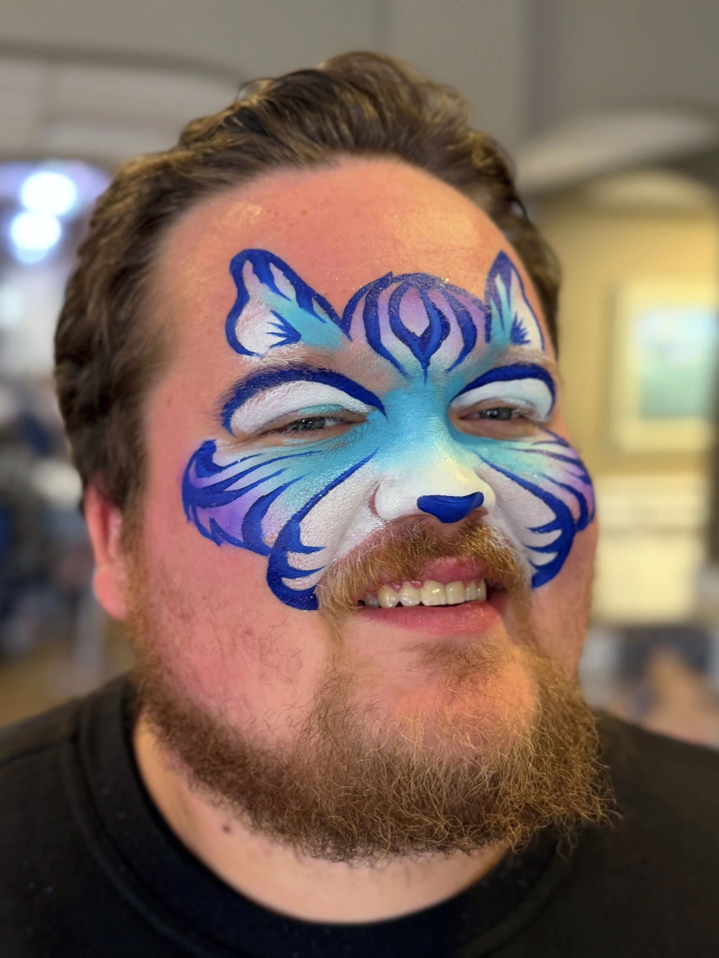 blue gradient icey tiger face painting