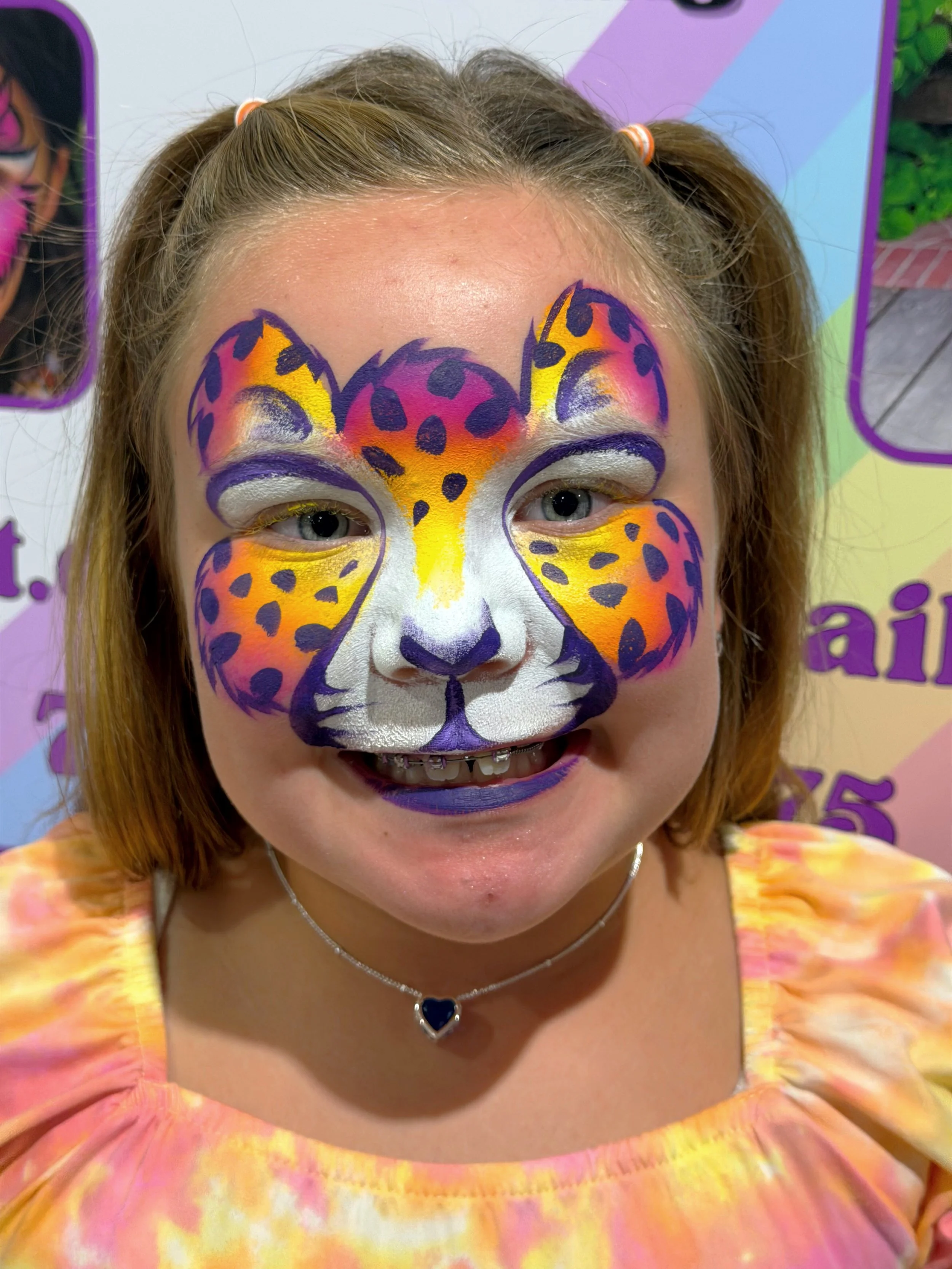 cheetah sunset color face painting