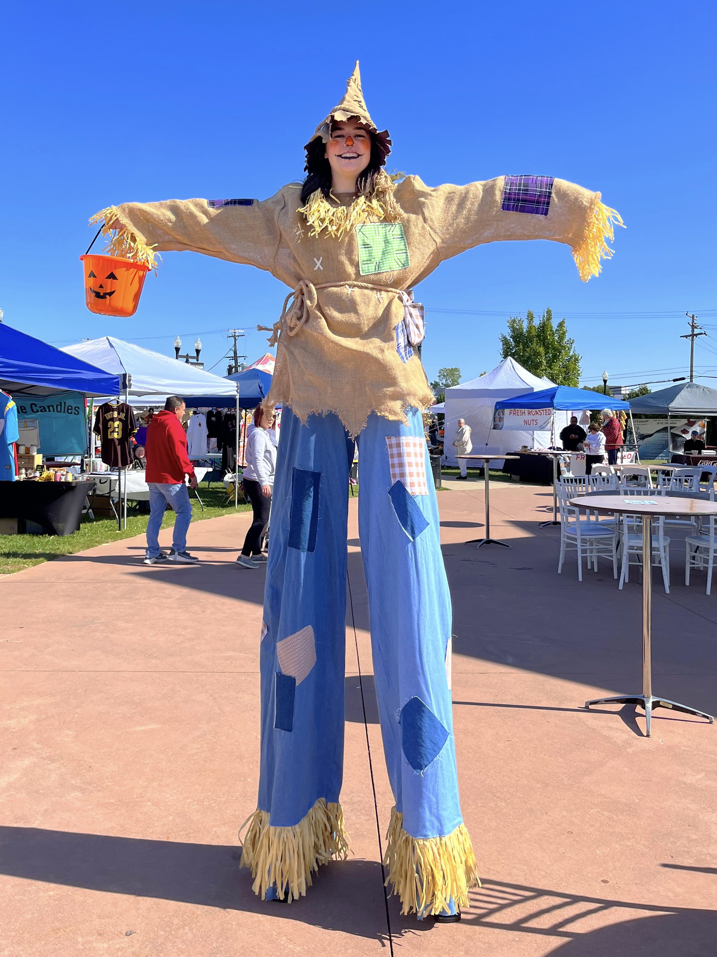 cute fall stilt scarecrow performers entertainment fall fun
