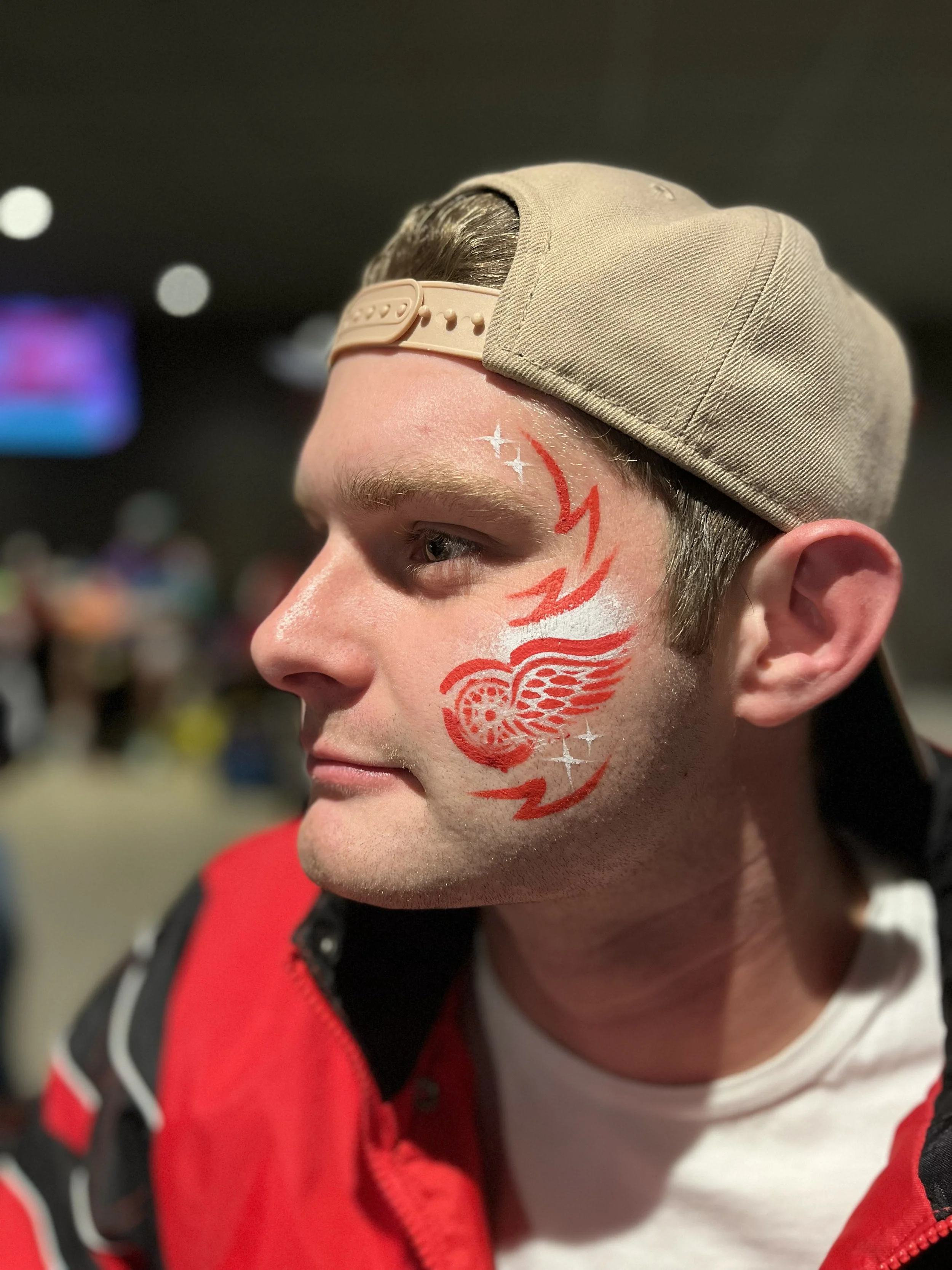 Detroit Rd Wing Logo face painting design adult