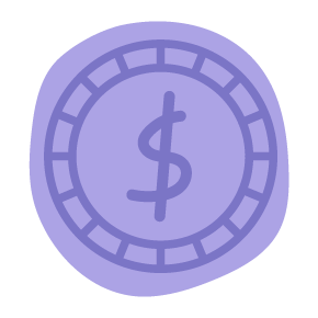 Pink circular coin with dollar sign in the center