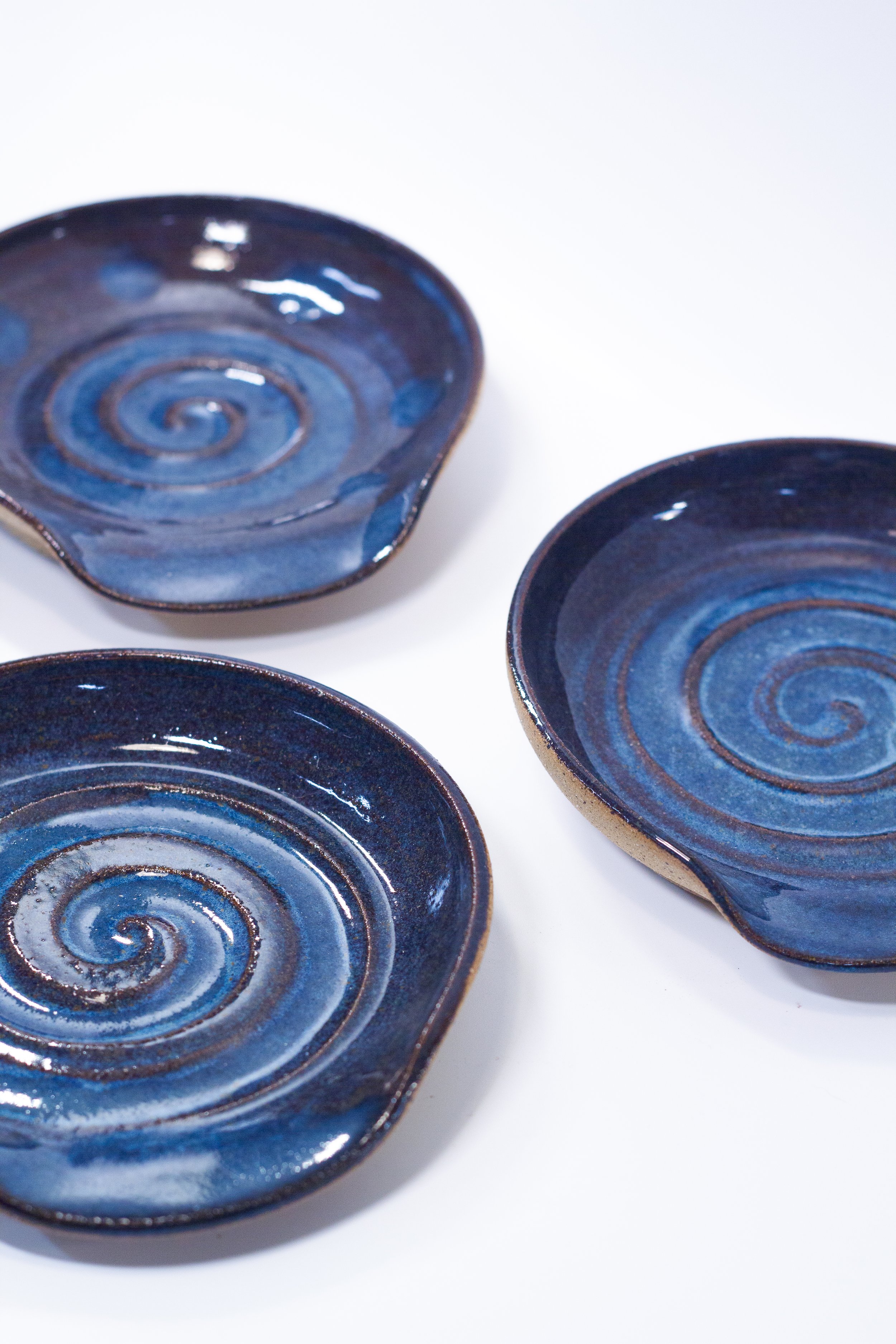 Blue Spiral Textured Spoon Rests