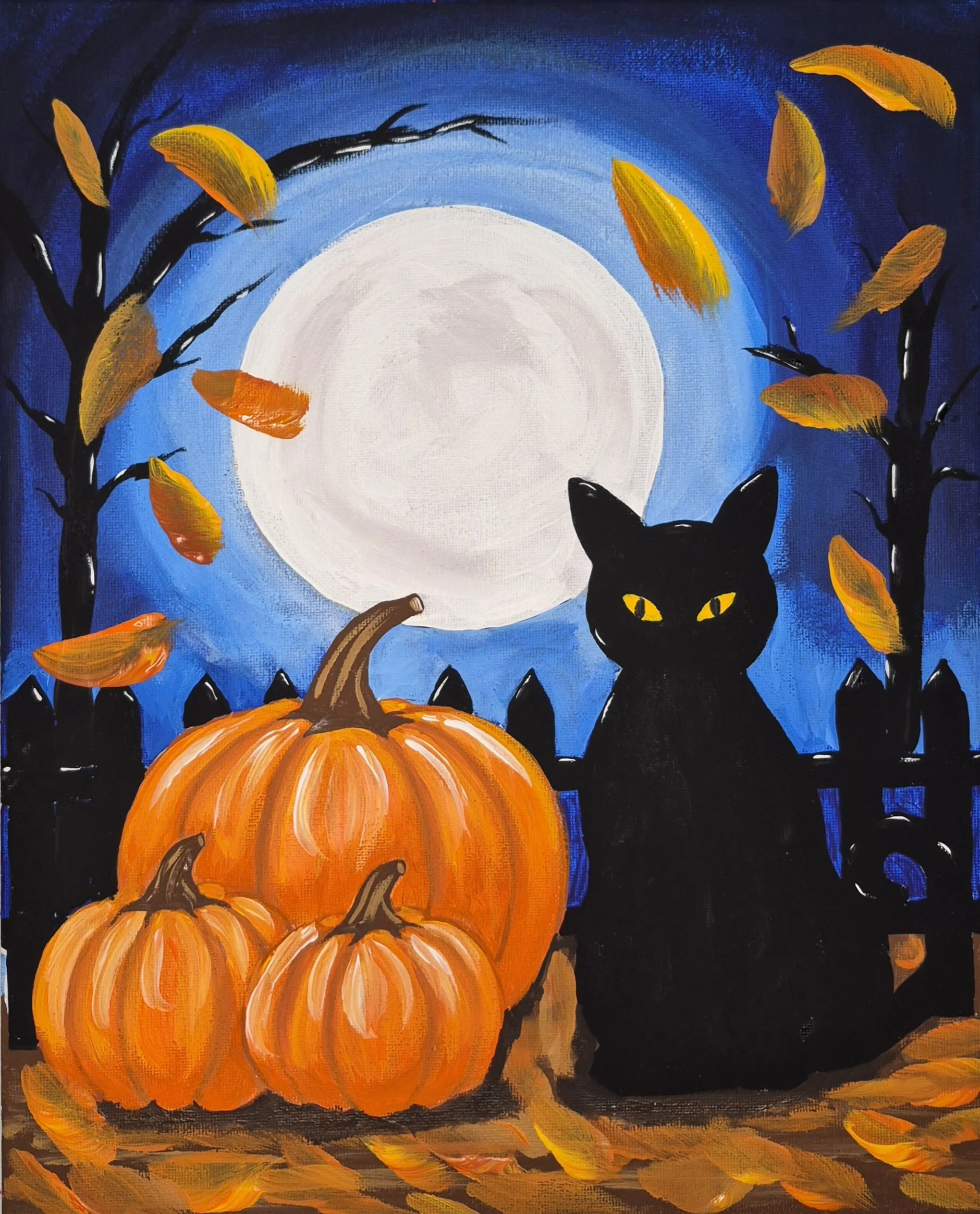 Black Cat w/ Moon 11x14 Art Kit
