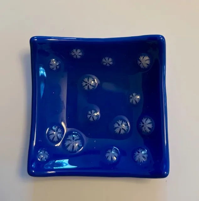 Royal Blue Ring Bowl with Snowflakes