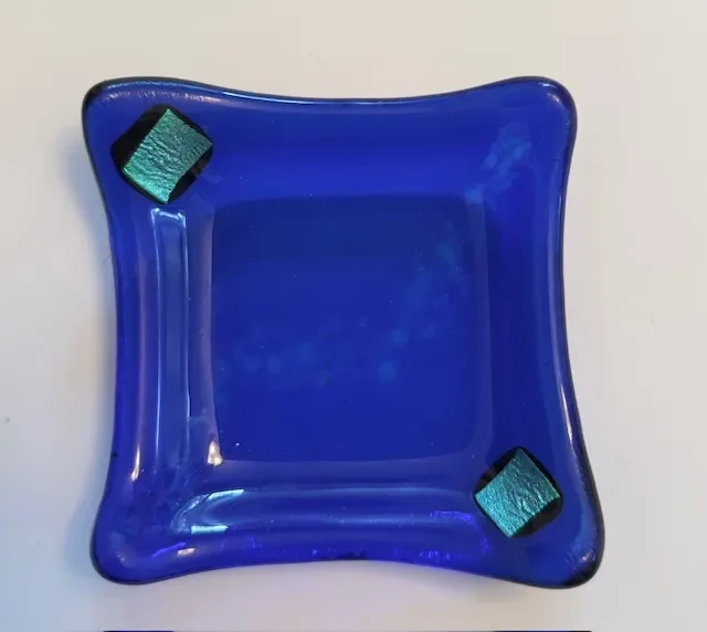 Royal Blue Ring Bowl with Dichroic Glass