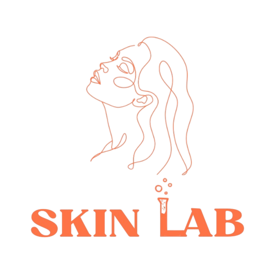 A stylized logo featuring the profile of a woman's face with flowing hair, with the text 'SKINLAB' below in bold capital letters.