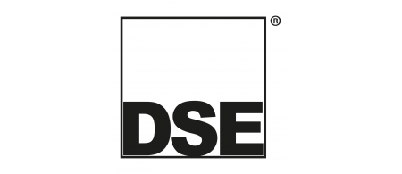 Logo with a square outline and the letters 'DSE' in bold, black font inside the square.