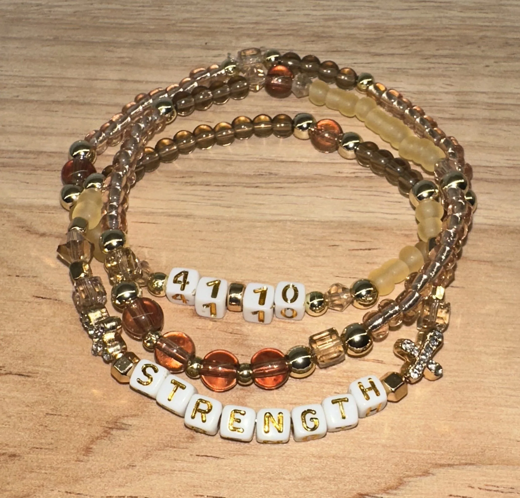 "Strength" Isaiah 41:10 Bracelet Stack