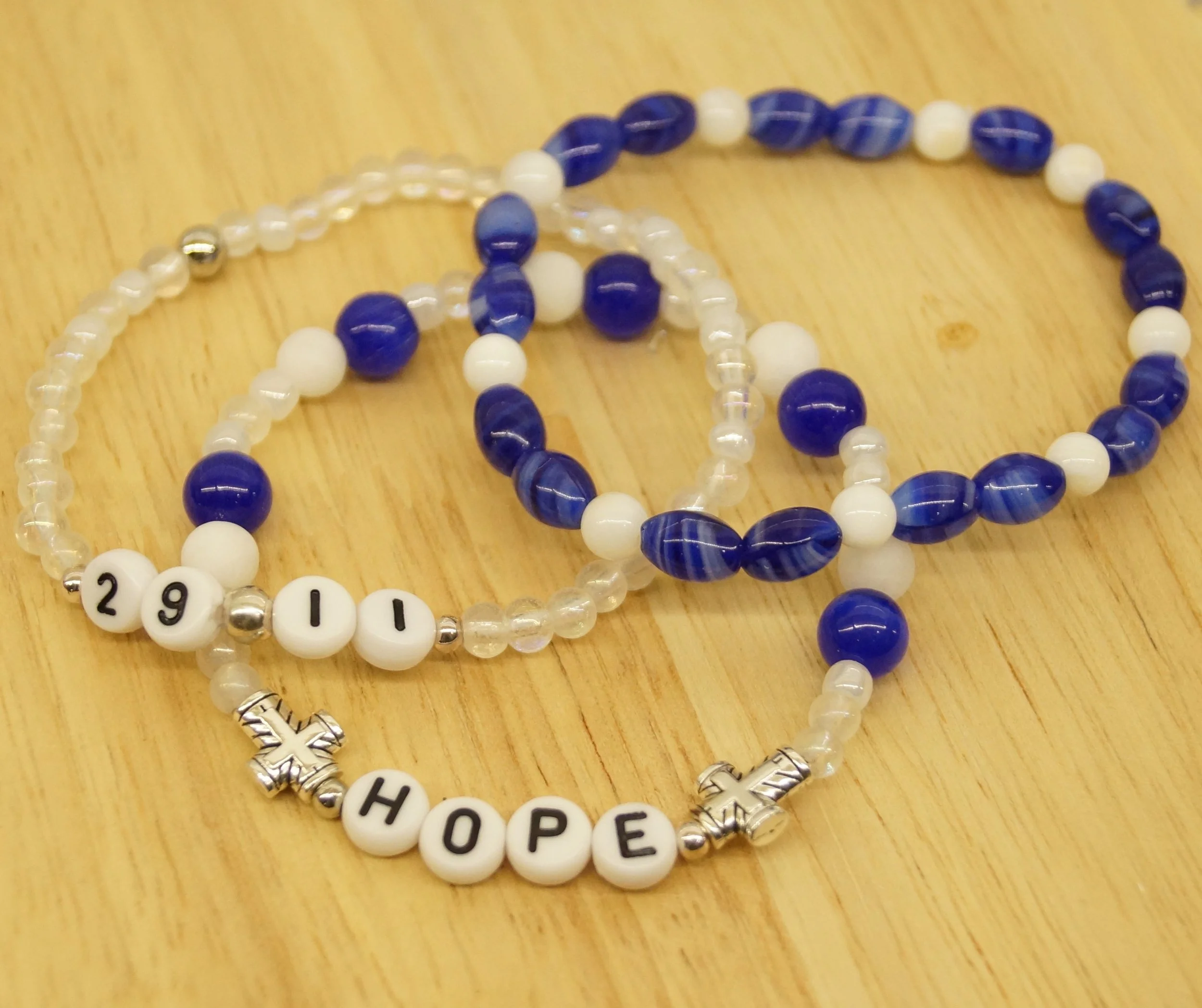 "Hope" Jeremiah 29:11 Blue & White Bracelet Stack