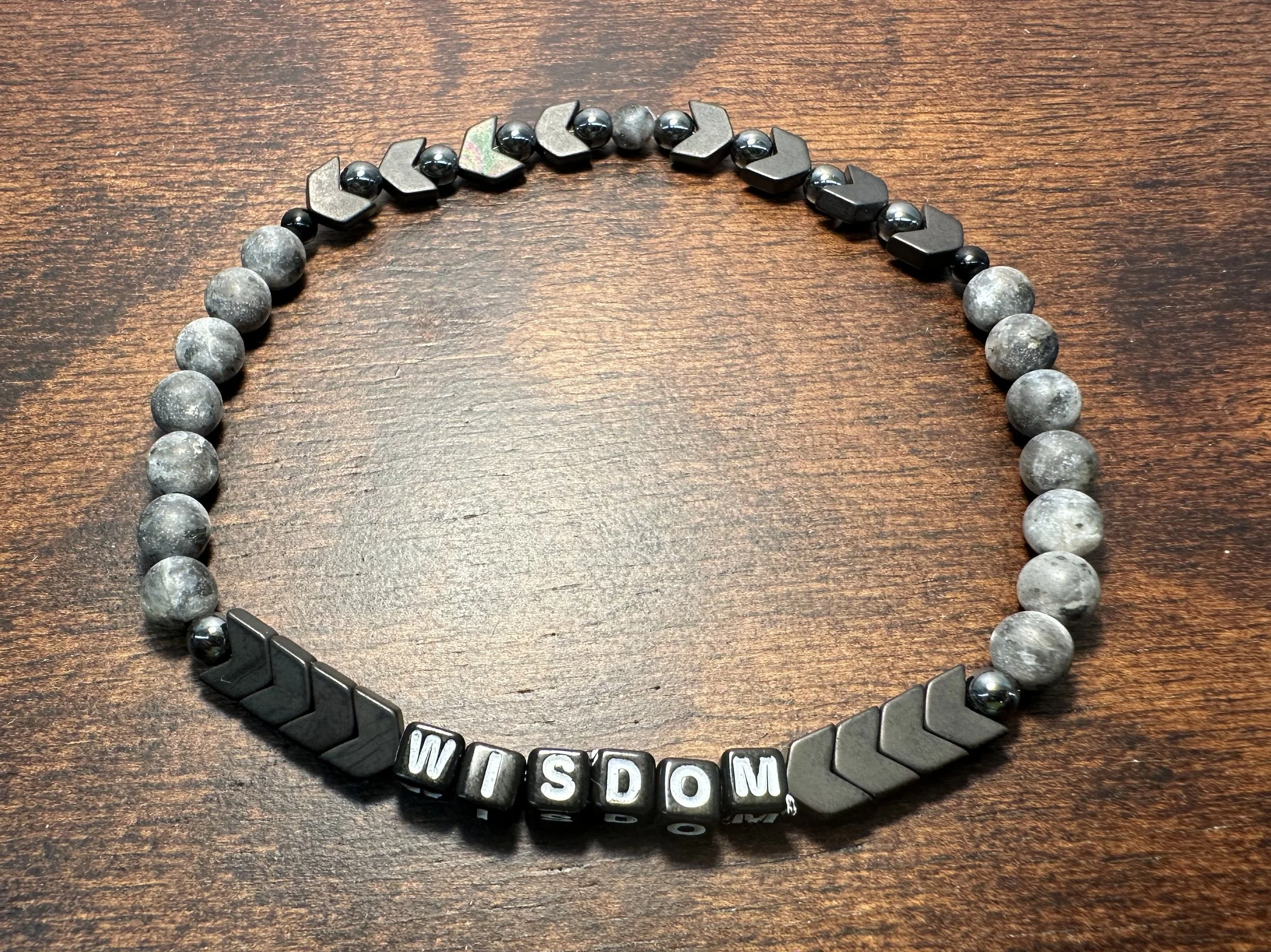 "Wisdom" Proverbs 4:7-8 Labradorite & Hematite Men's Bracelet