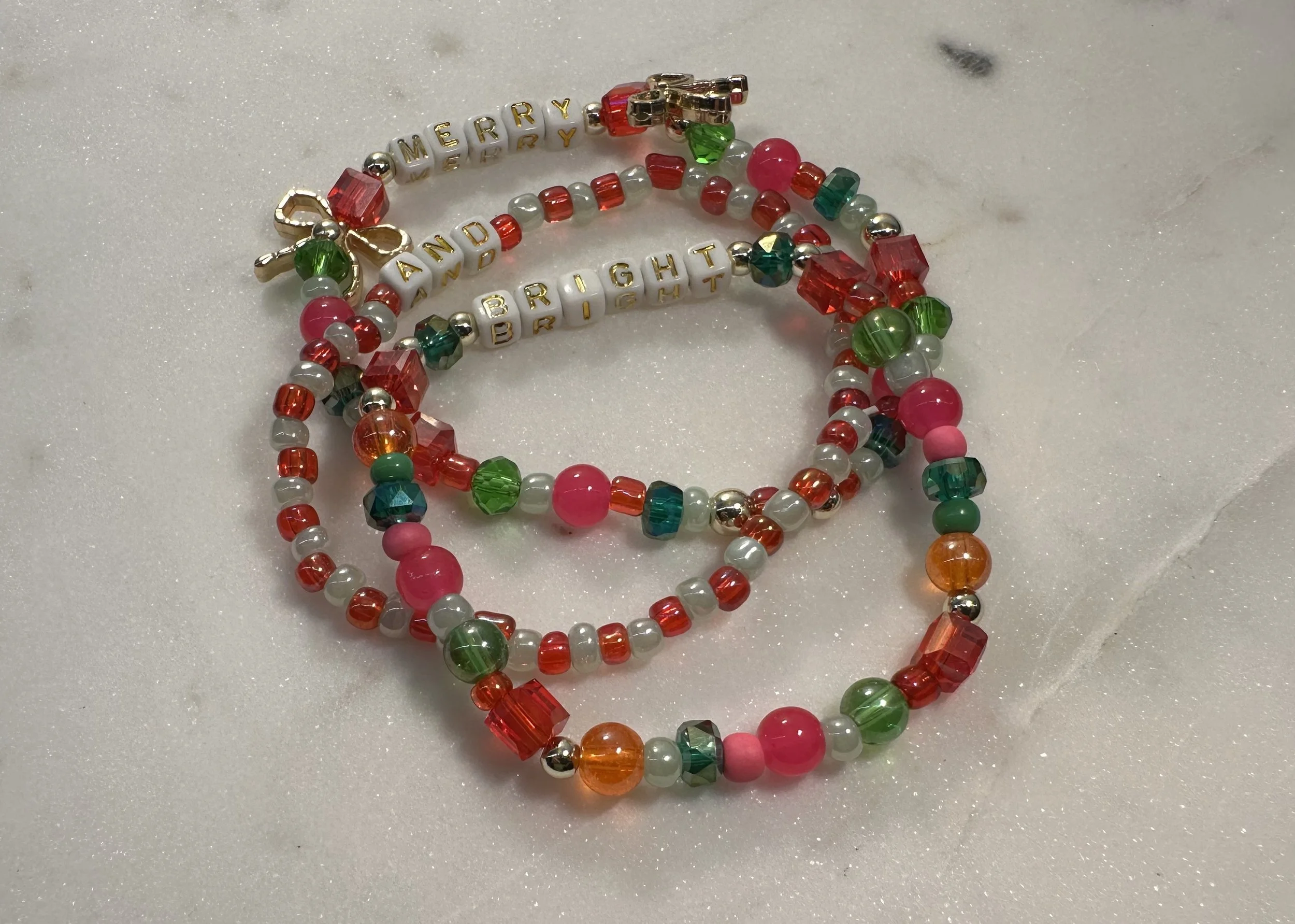 "Merry & Bright" Triple Strand Bracelet Stack - Style 2