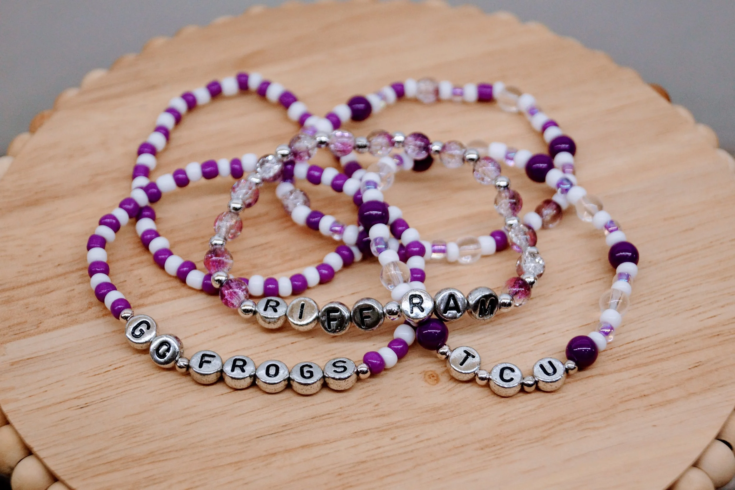 TCU Frogs Team Spirit Bracelet Stack, Dark Purple