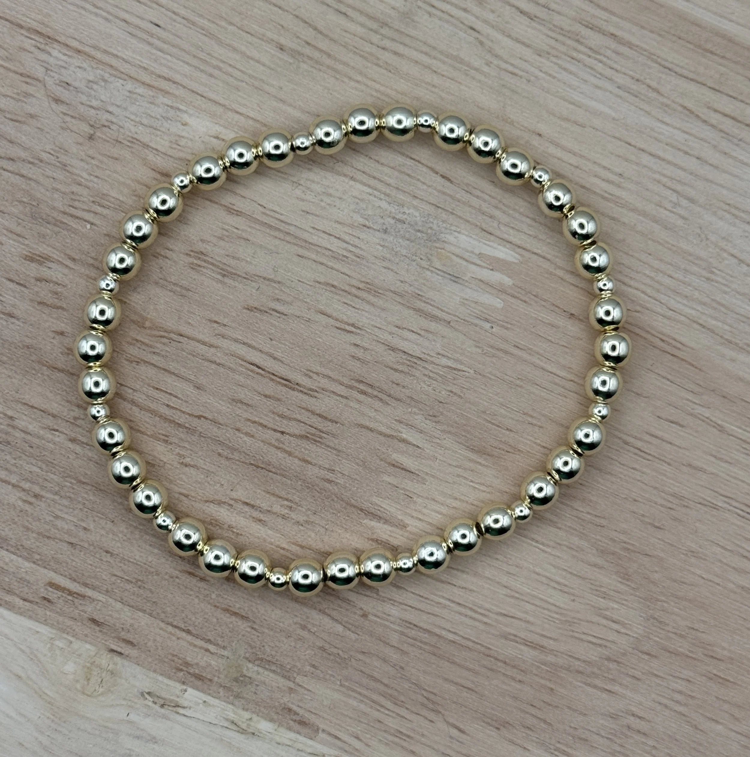 14K  Gold-Filled Bead Bracelet, Single Strand