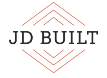 JD Built logo with stylized red lines above and below the text.